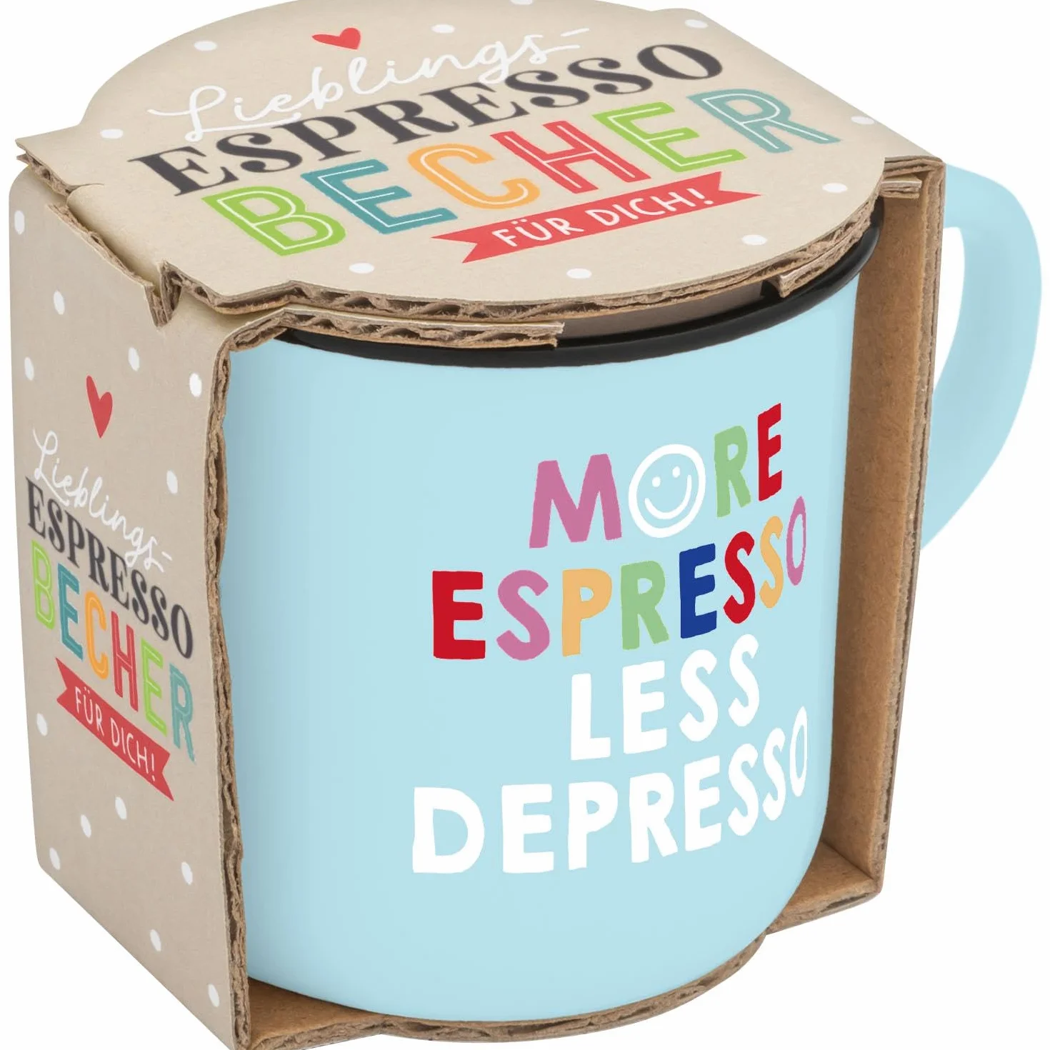 GRUSS & CO Filiżanka do espresso z motywem More | Mini filiżanka z porcelany, 10 ml, torebka z banderolą prezentową | prezent dla przyjaciół, urodziny | 74748