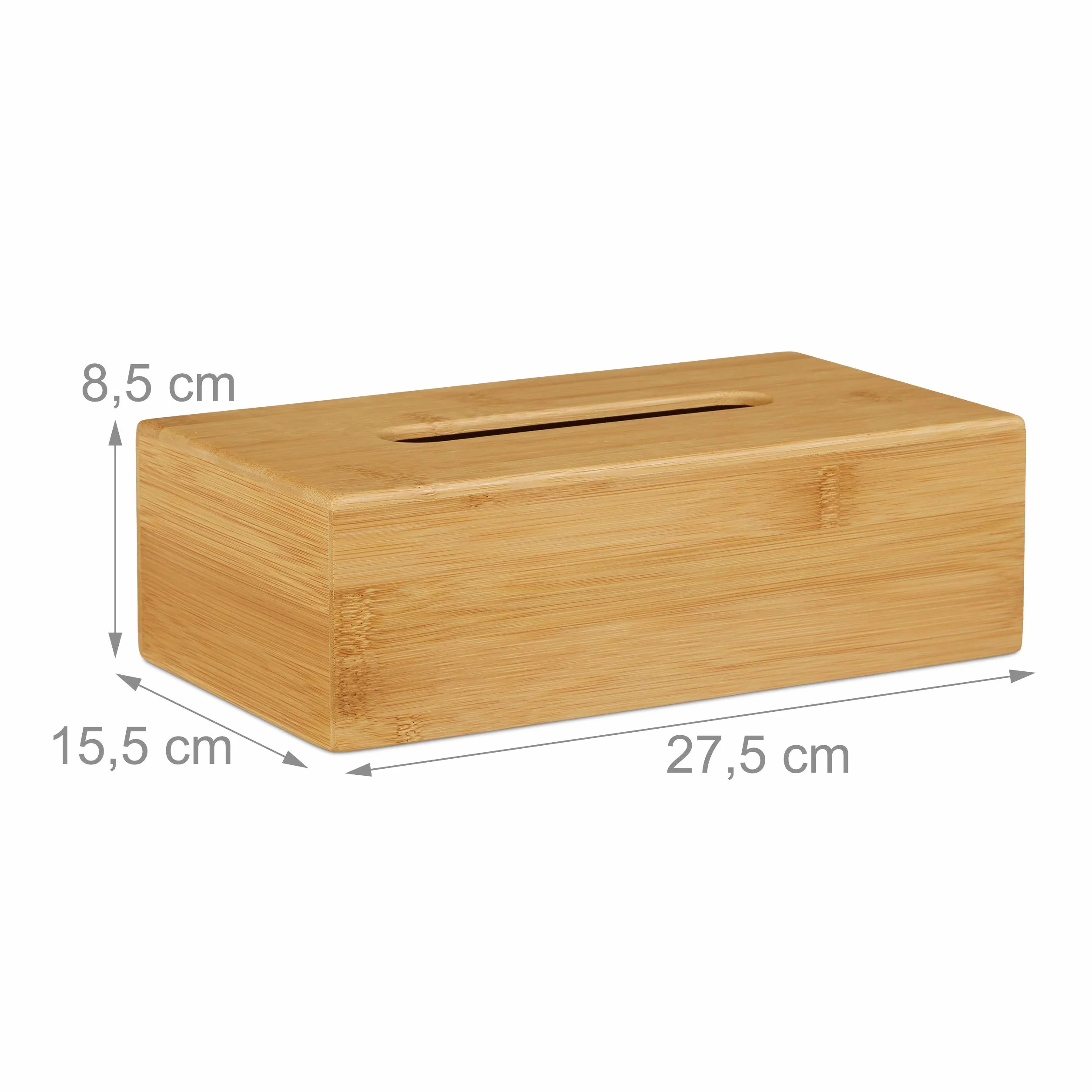 Relaxdays Bambusowe pudełko na chusteczki kosmetyczne 8,5 x 27,5 x 15,5 cm naturalny