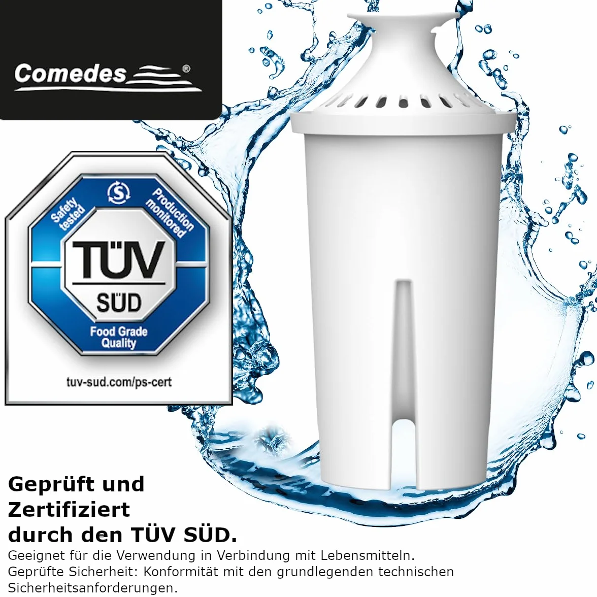 Comedes Wkład filtrujący do zastosowania zamiast Brita Classic OB03, Mavea 107007, 35557, PearlCo, Aqua Optima RUF91, bez BPA (18 sztuk)