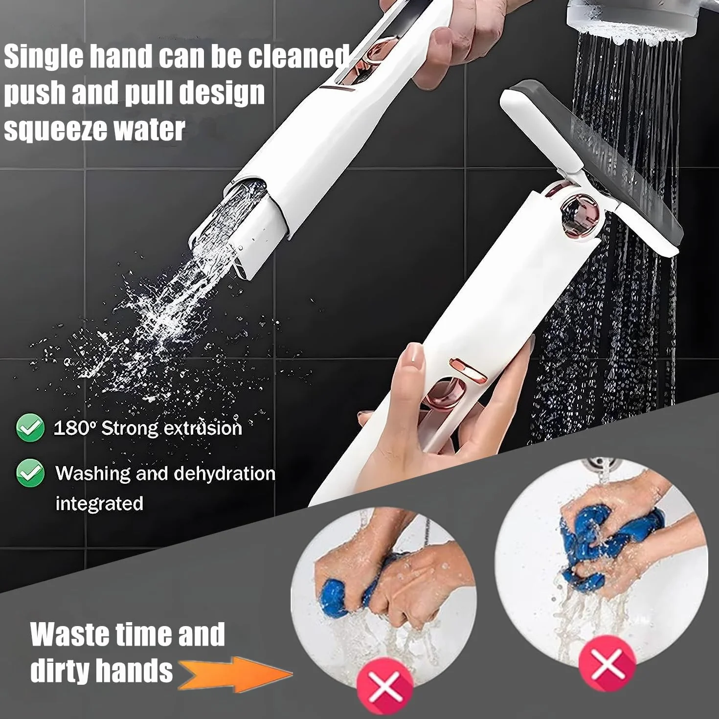 Przenośny mini mop samozaciskowy do czyszczenia szkła, kuchni, łazienki