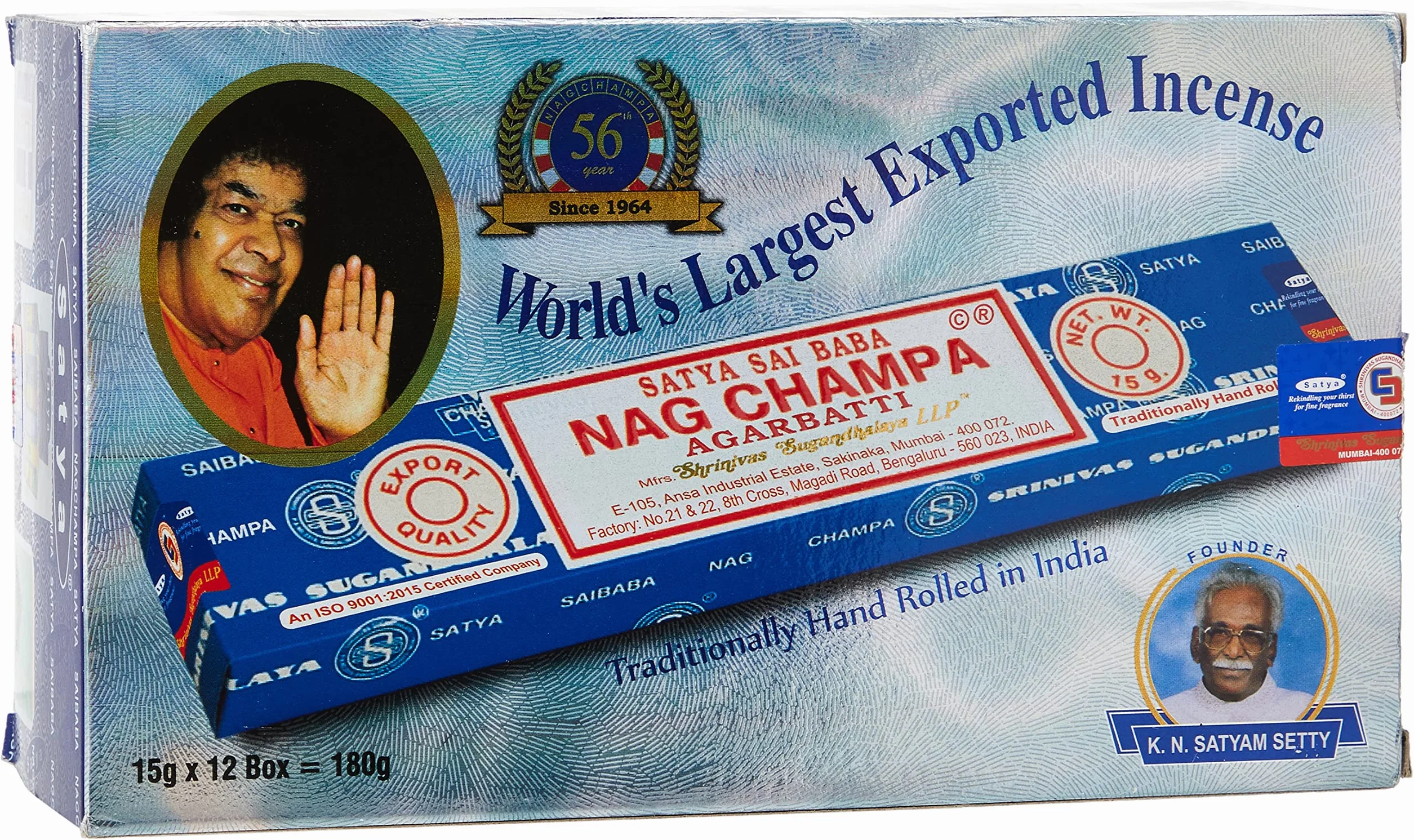 Kadzidełka Satya Nag Champa 12 paczek = 144 pałeczek