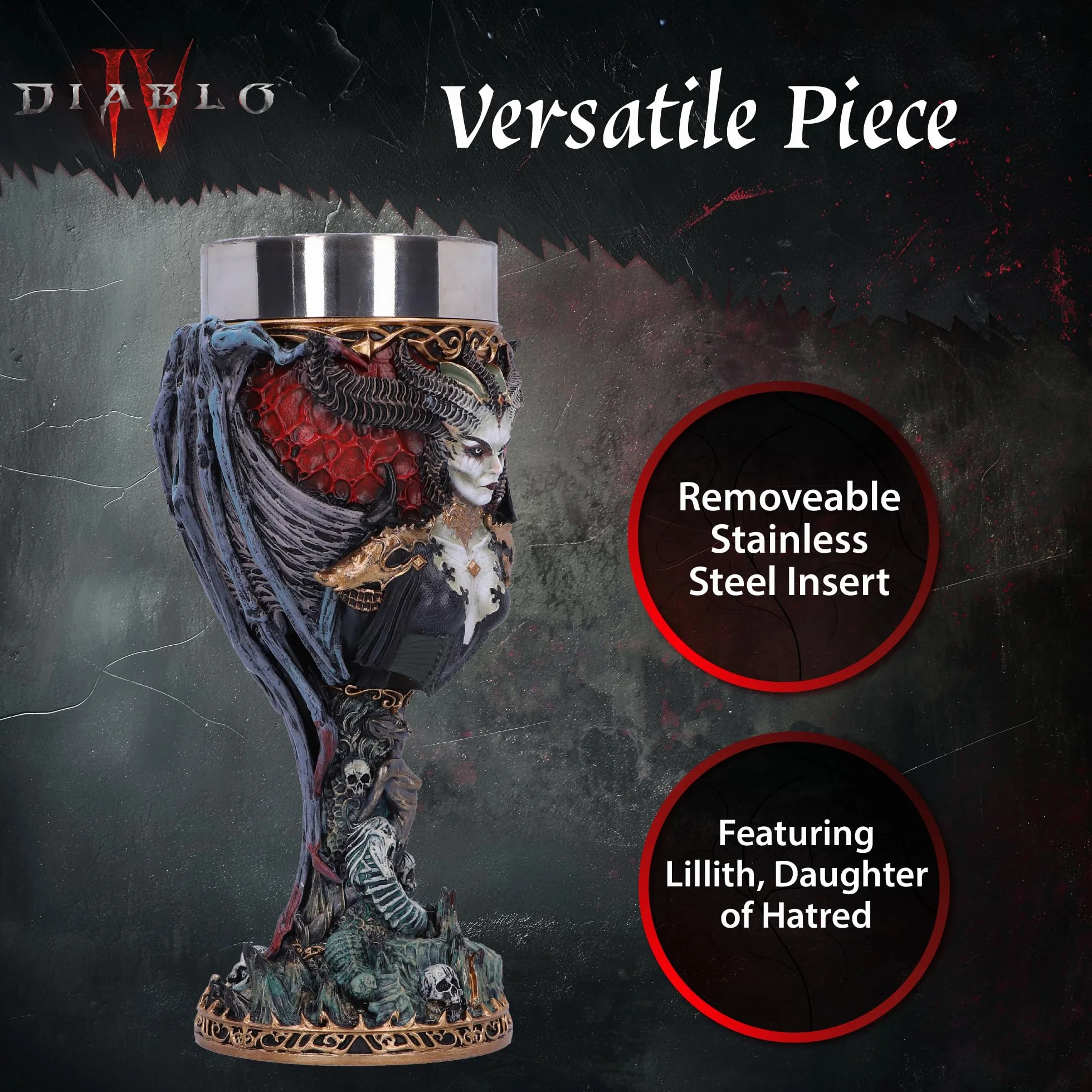 Nemesis Now B6442X3 Diablo IV Lilith Kielich 19,5 cm, czarny