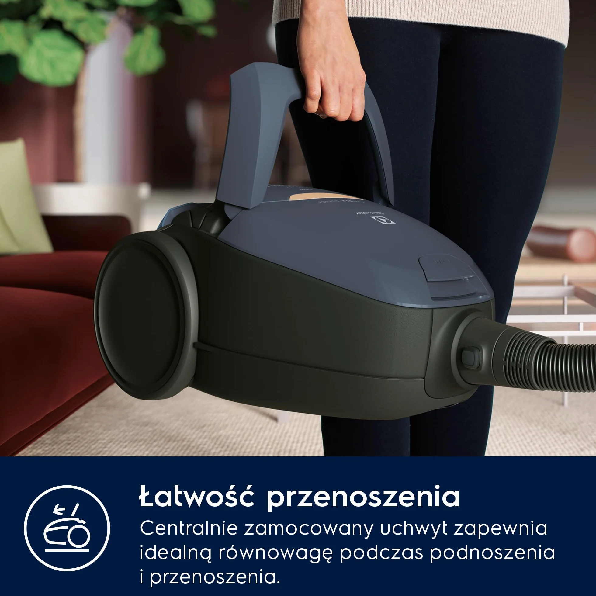 Electrolux Odkurzacz Workowy Pure D8 Silence PD82-8DB, Cicha praca 57dB, Moc 600 W, Automatyczna regulacja mocy, Zasięg 12 m, Szczotka do parkietów, Ssawka 3w1, Zmywalny filtr Hygiene 12, Niebieski