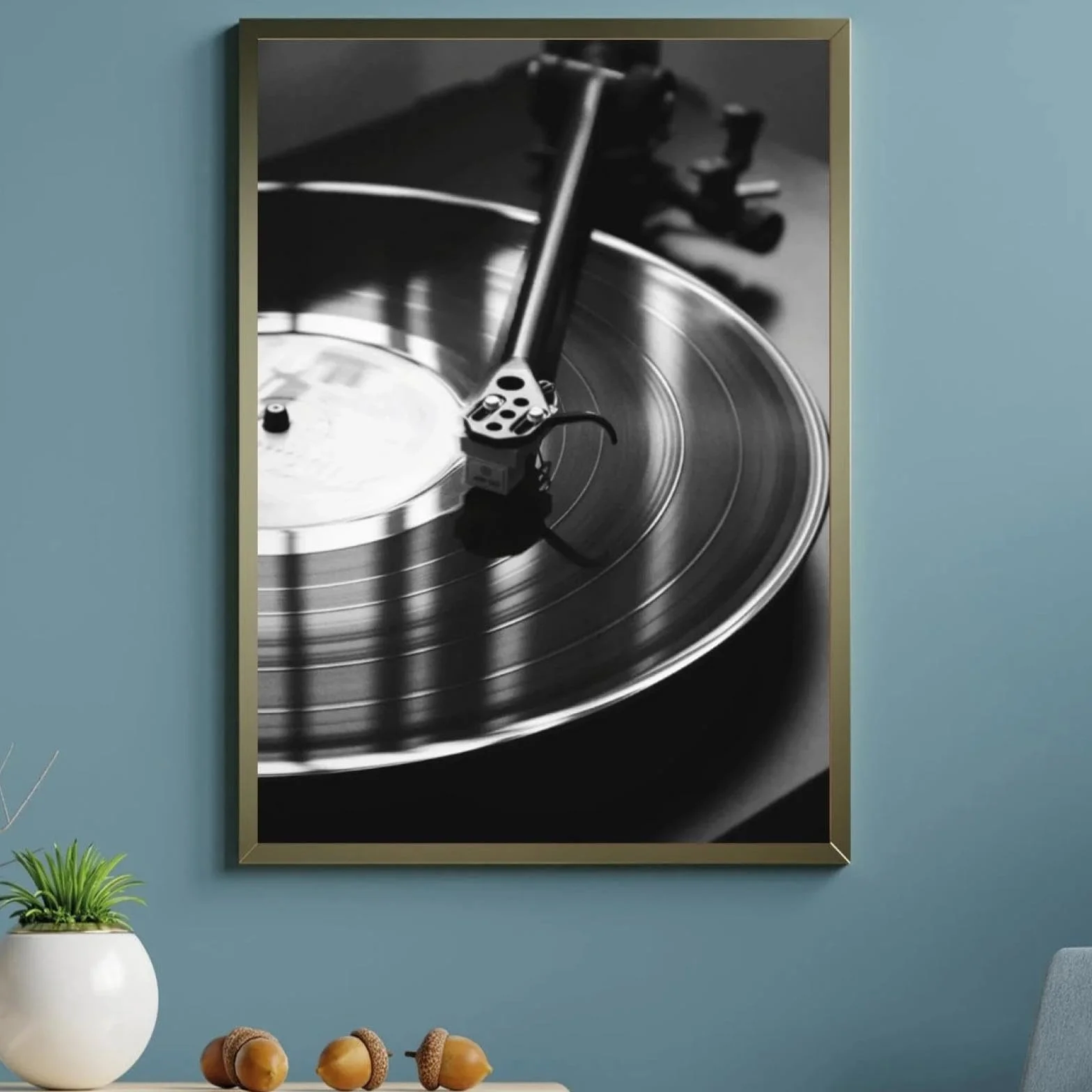 ZHAOLIN Płyta winylowa plakat czarno-biały HD druk na płótnie, muzyka płyta winylowa retro sztuka fotografia obraz, dekoracja domu, sztuka ścienna, 80 x 120 cm, bez ramy