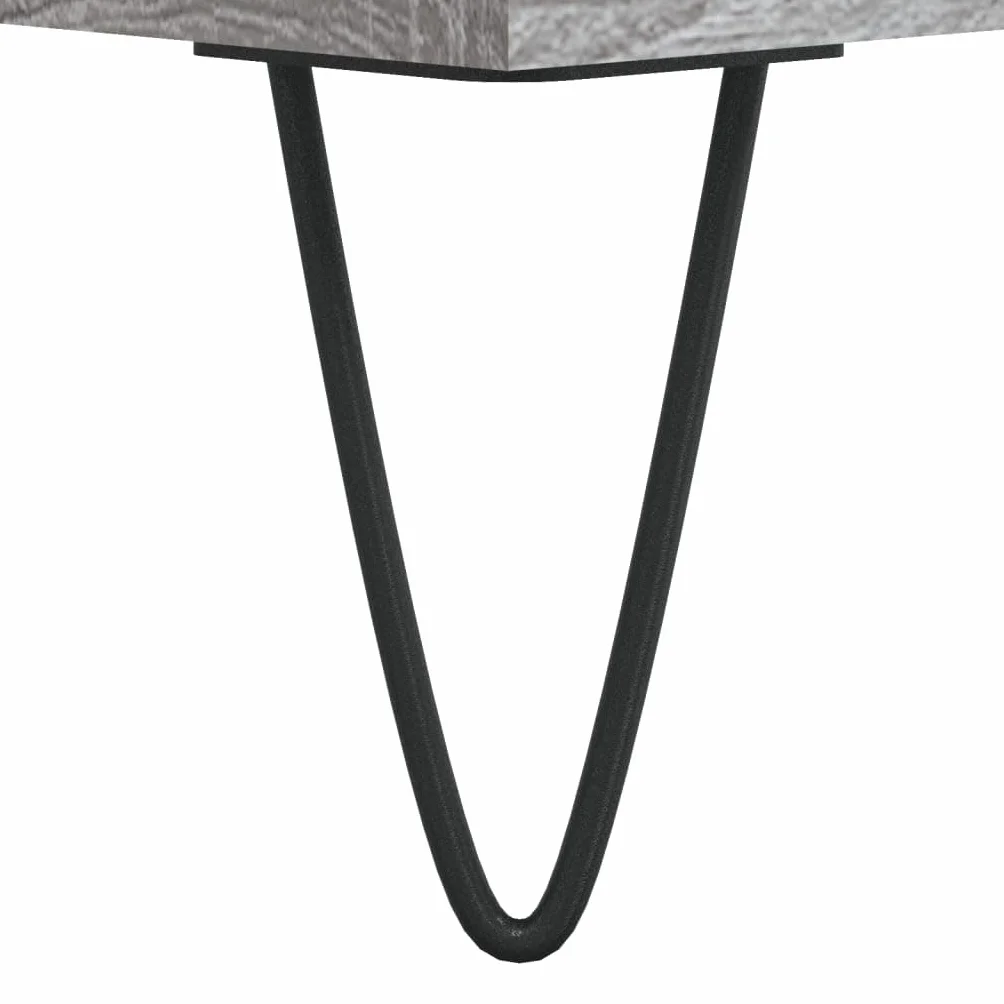 Sonoma szafka panelowa, szara, 74,5 x 38 x 48 cm, materiał drewnopochodny z żelaznymi nogami, do winylu, płyt winylowych, płyt winylowych, schowków, salonu, rozrywki, zarządzania kablami