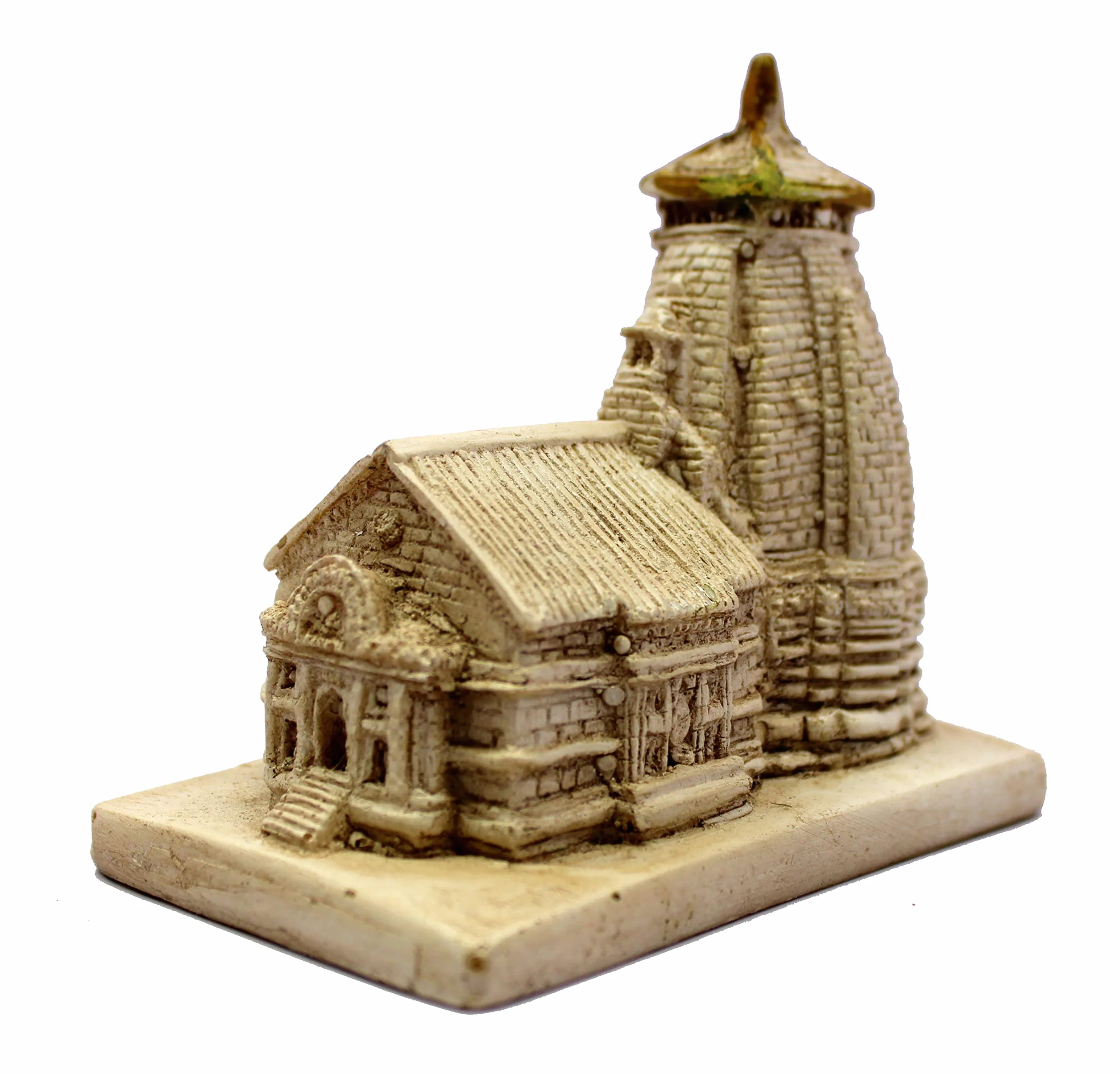 ESPLANADE Żywica Mahadev Mahadeva Kedarnath Temple Mandir miniaturowa figurka do samochodu świątyni, deski rozdzielczej, 8,3 cm, beżowa