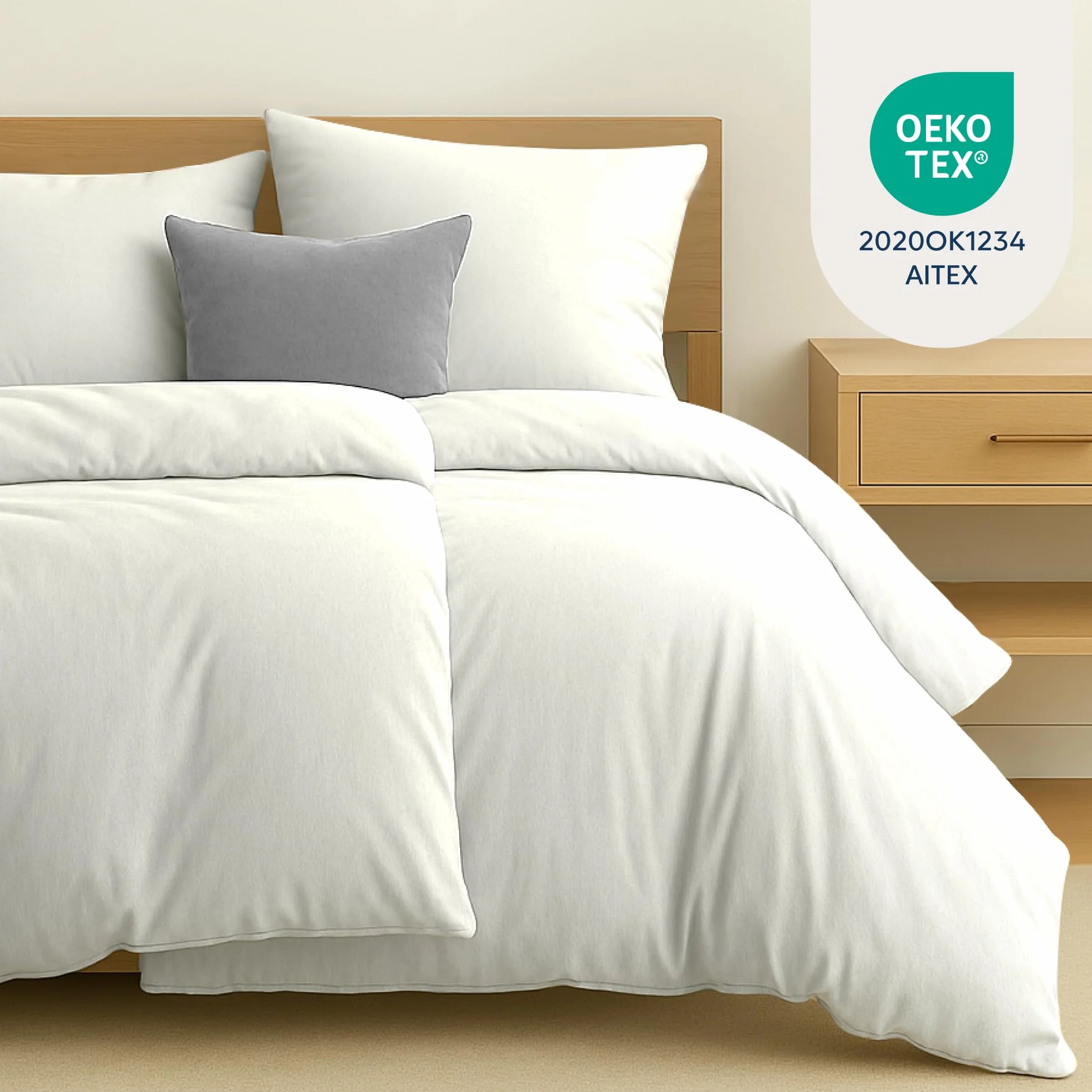 Zestaw pościeli Dreamzie 135x200 ze wzmocnionej bawełny - Biały - 2x poszwa na kołdrę 135x200 i 2x poszewka na poduszkę 80x80 cm - Certyfikat Oeko-Tex - 4 sztuki