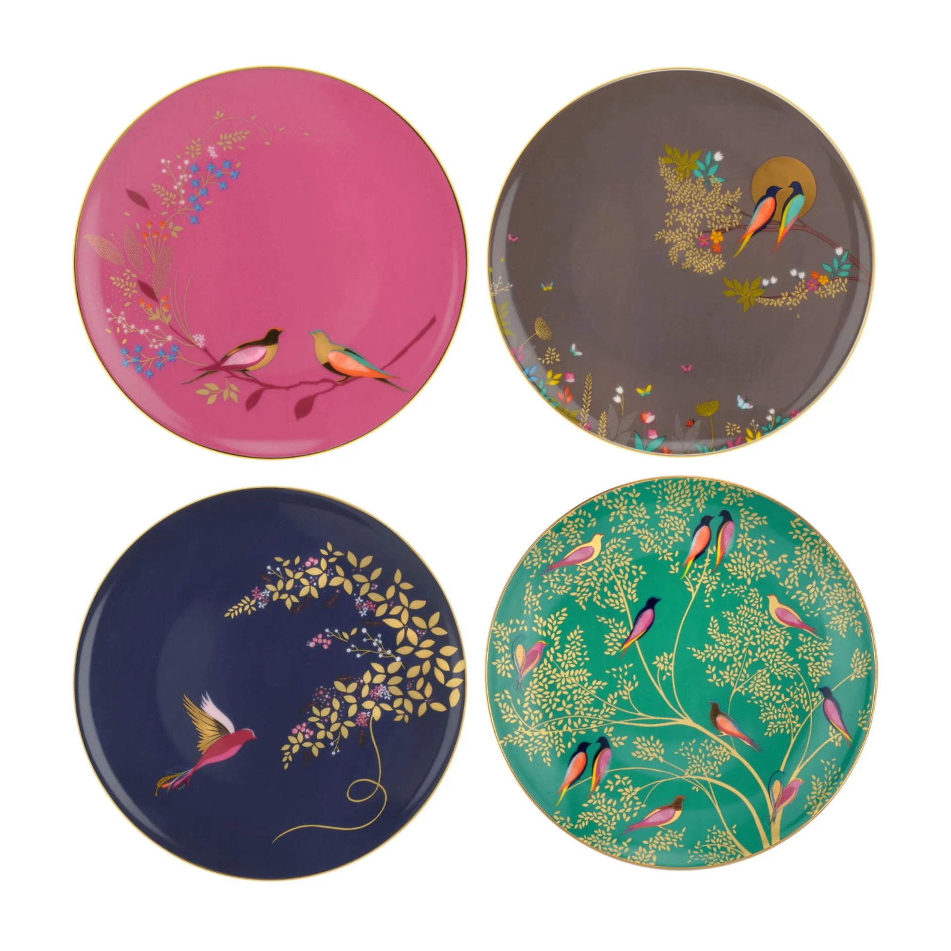 Sara Miller do Portmeirion Chelsea talerze do ciasta, ceramiczne, wielokolorowe, 215 x 215 x 60 cm
