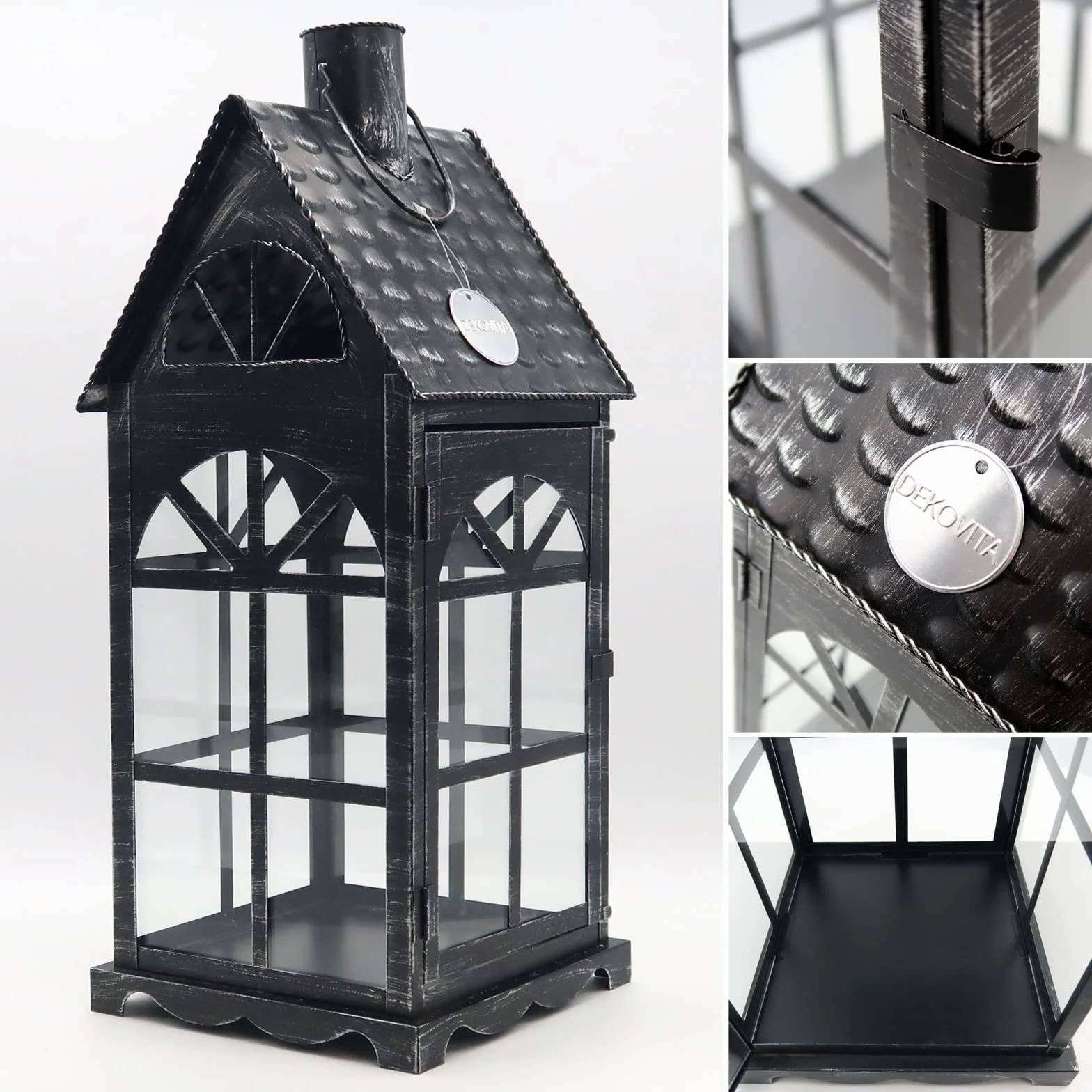 Dekovita metalowe Latarni 35cm/50cm światło Dom - Latarnia świecznik z szklanymi - Deco Lampa Lampion na świece