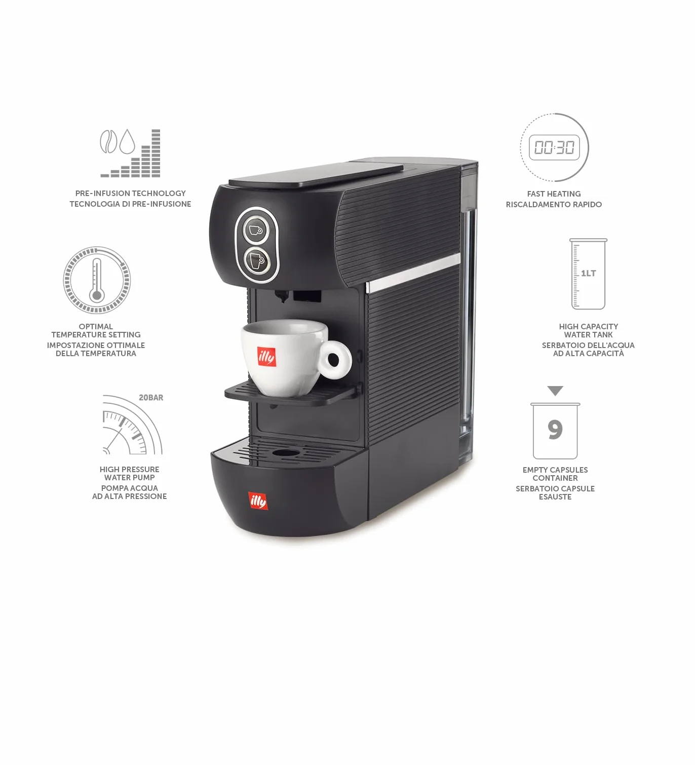 illy Nowy ekspres do kawy na kapsułki ESE 44 mm filtr papierowy kolor czarny