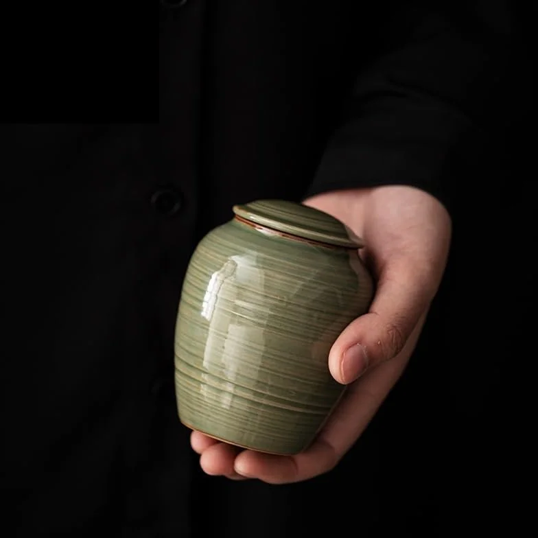 Pojemniki na herbatę sypką Ceramiczny pojemnik na herbatę Mini Awakening Przenośna, zamknięta, czarno-zielona próbka(D)