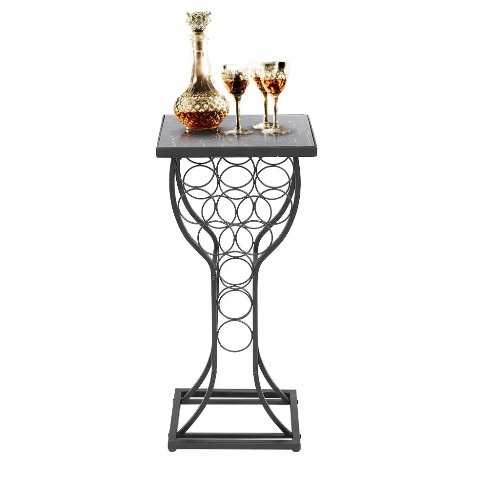 Cocoarm Stojak na Wino z Metalu i Marmuru, 11 Butelek, Elegancki Organizer na Napoje