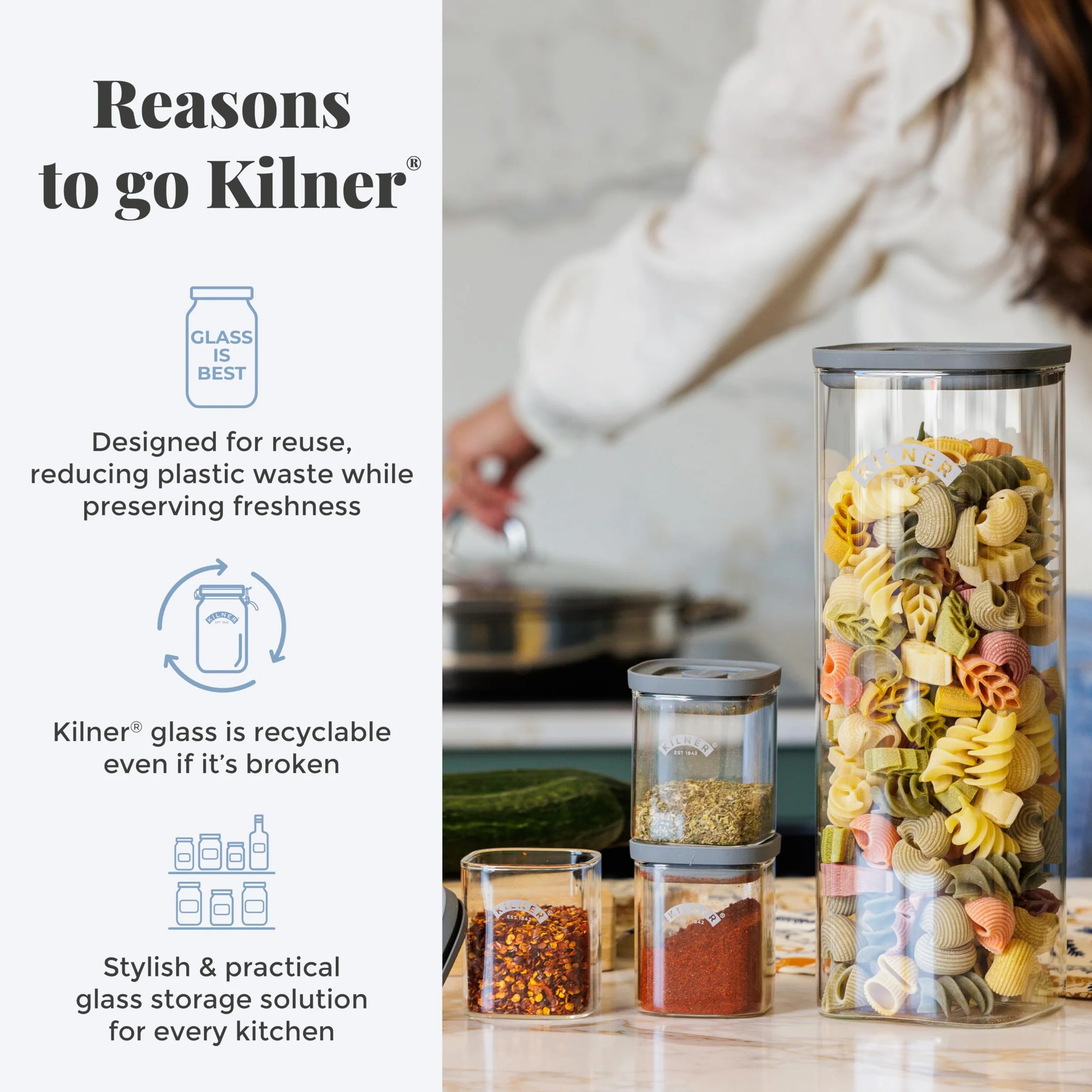 Kilner Zestaw młynków do przypraw ze szklanym słoikiem o pojemności 0,25 l
