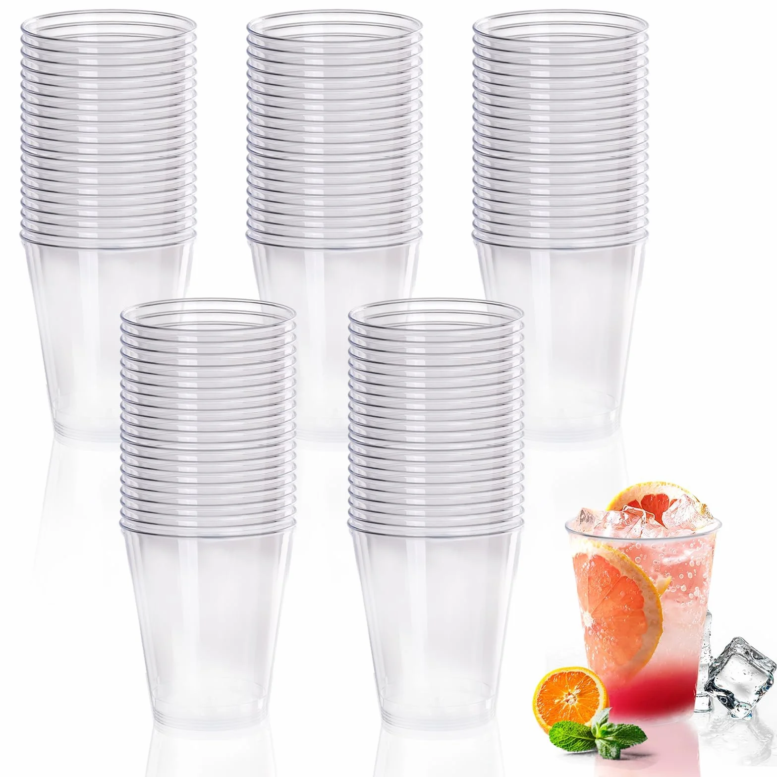 Gucass 100 plastikowych kubków, 0,1 l, z twardego plastiku, kubki wielokrotnego użytku, kubki imprezowe, z tworzywa sztucznego, do szampana, piwa, napojów, plastikowe kubki na imprezę, urodziny