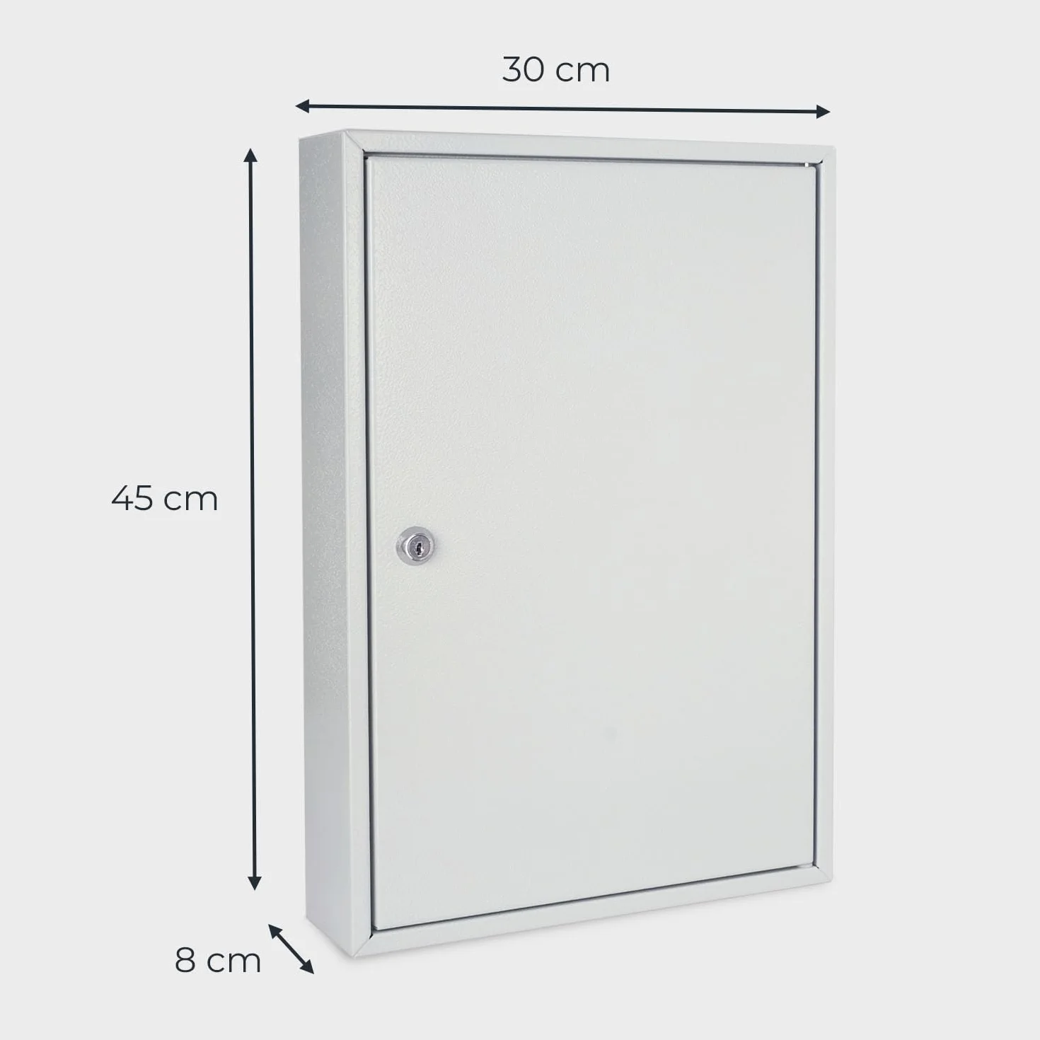 HMF 13564-07 szafka na klucze, 64 haczyki, regulowane listwy z haczykami, 45,0 x 30,0 x 8,0 cm, jasnoszara