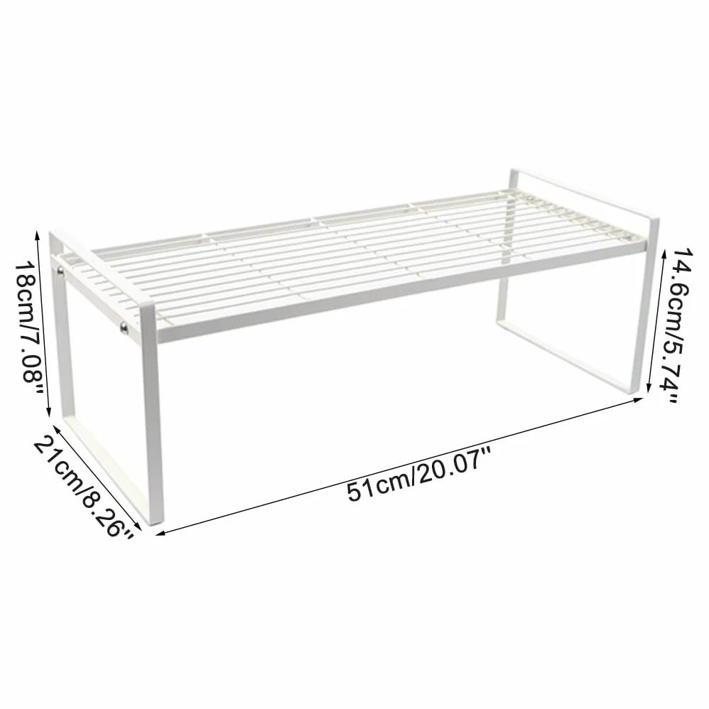 Regulowany organizer do szafek kuchennych, zestaw 2 stojaków na przyprawy do układania w stos, trwały metalowy schowek do domowego biura, na blat, do spiżarni, organizacji umywalki.
