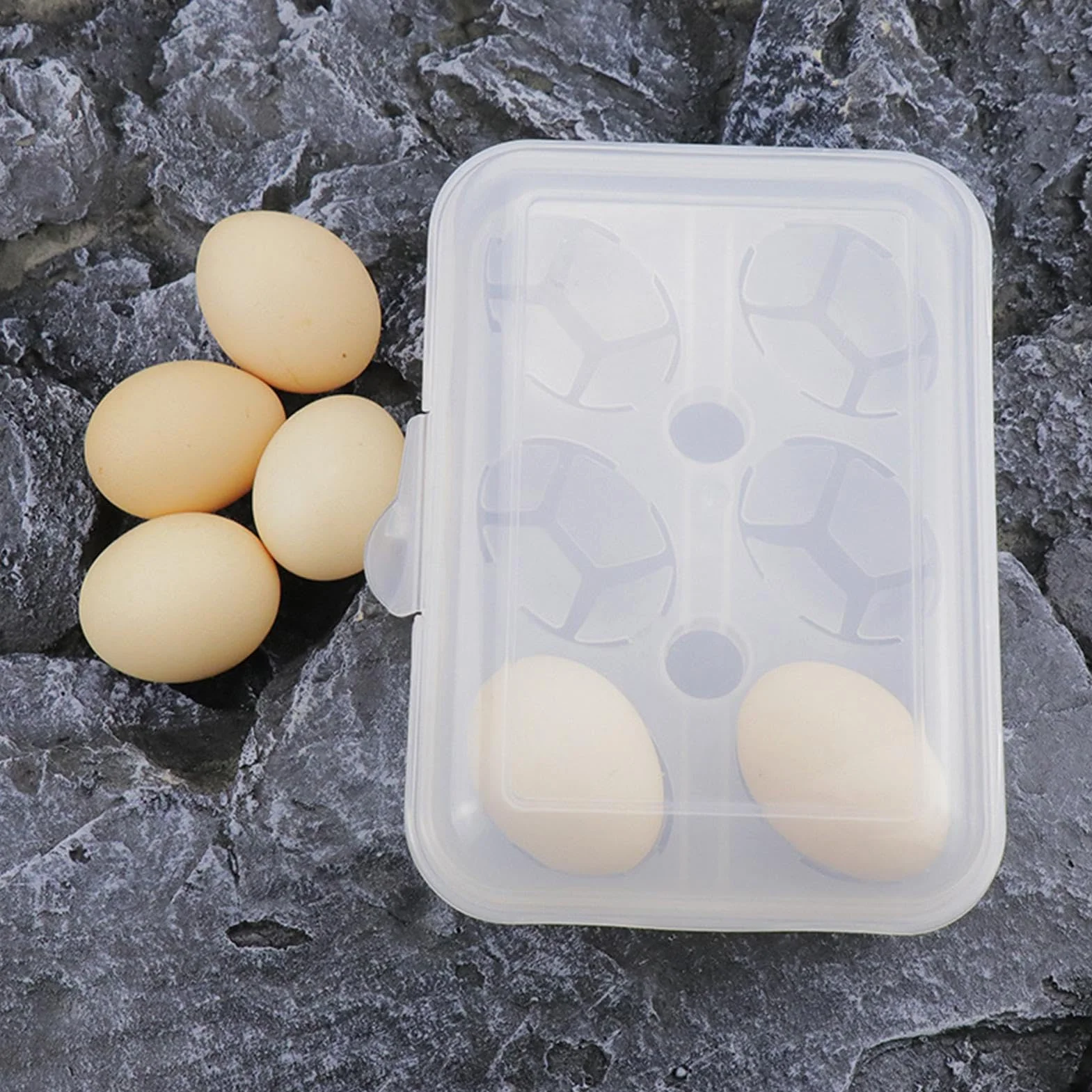 Egg Container, 6-Grid Fridge Storage Box, Shock-Absorbing Egg Holder, 7.87x5.51x2.6 inches Compact Carrier for Kitchen, Outdoor Camping, Picnic Use, Travel and Gift