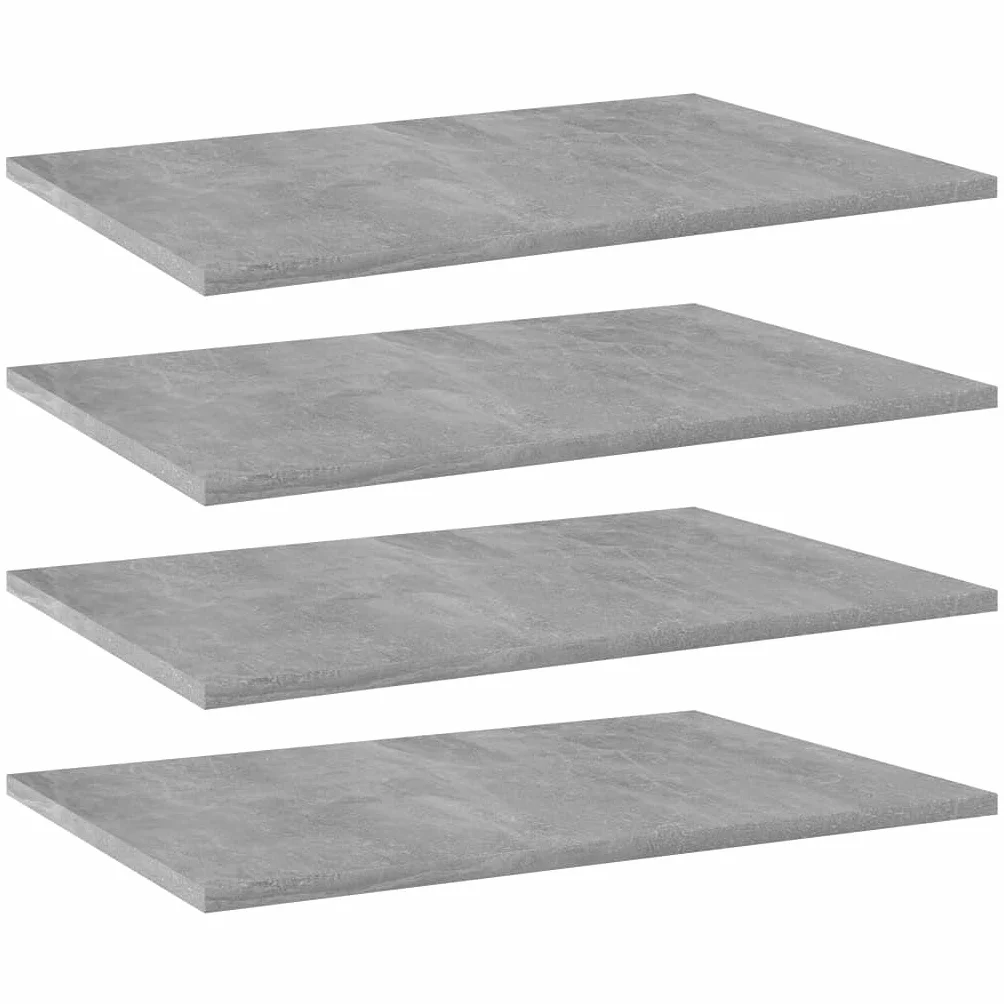Regał na książki, 4 szt., szary beton, 60 x 40 x 1,5 cm, materiał drewnopochodny, system regałów, przechowywanie ścienne, do dużych obciążeń, moduł podłogowy do sypialni, salonu, biura, kuchni