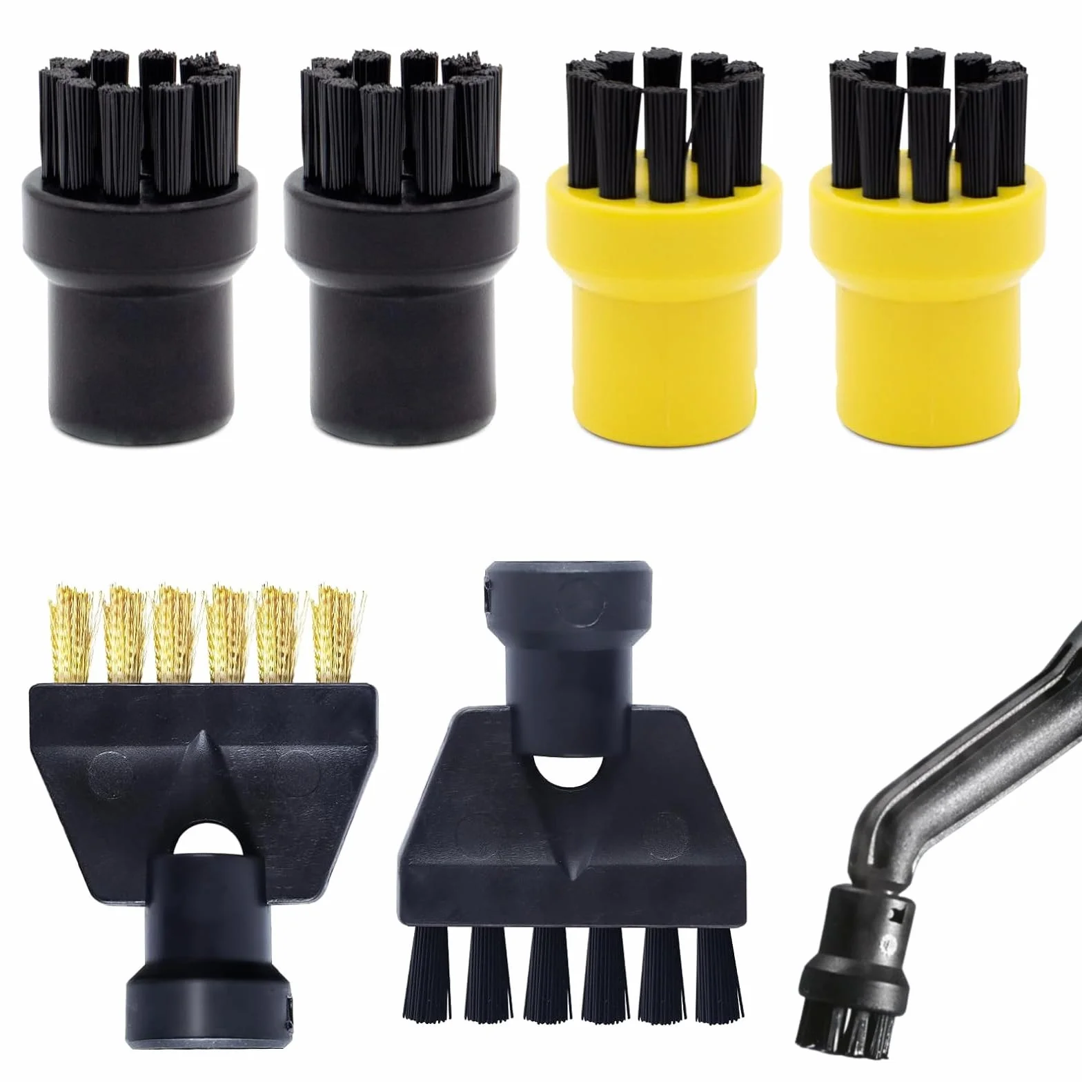 6-częściowy zestaw szczotek do czyszczenia parowego - akcesoria do czyszczenia parowego do SC1 SC2 SC3 SC4 SC5 SC7 CTK10 CTK20 (4 małe okrągłe szczotki + 2 szczotki szczelinowe)