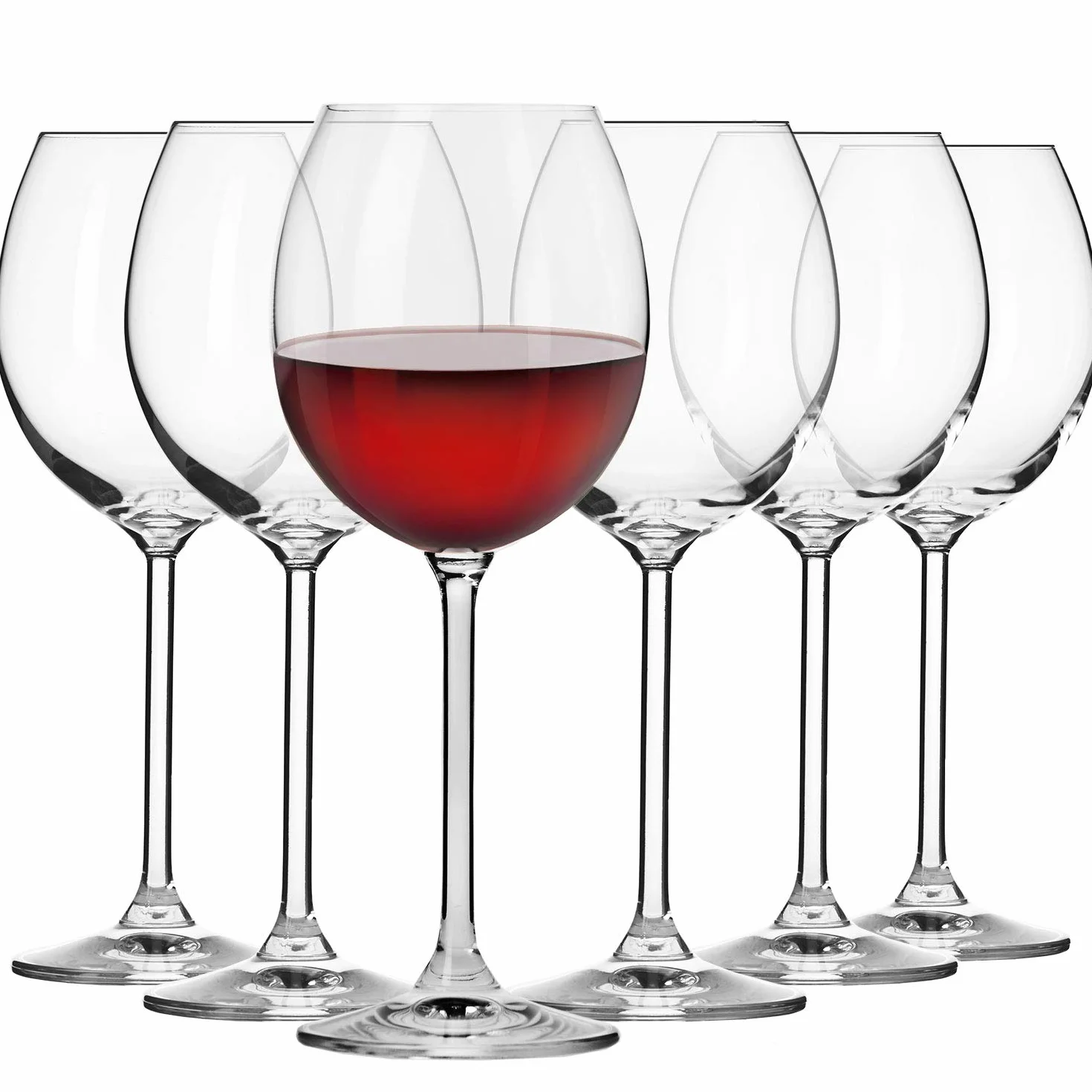 Krosno Kieliszki do czerwonego wina | Komplet 6 sztuk | 350 ml | Kolekcja Venezia | Idealne do domu, restauracji i na przyjęcia | Można myć w zmywarce | Bezołowiowe szkło kryształowe