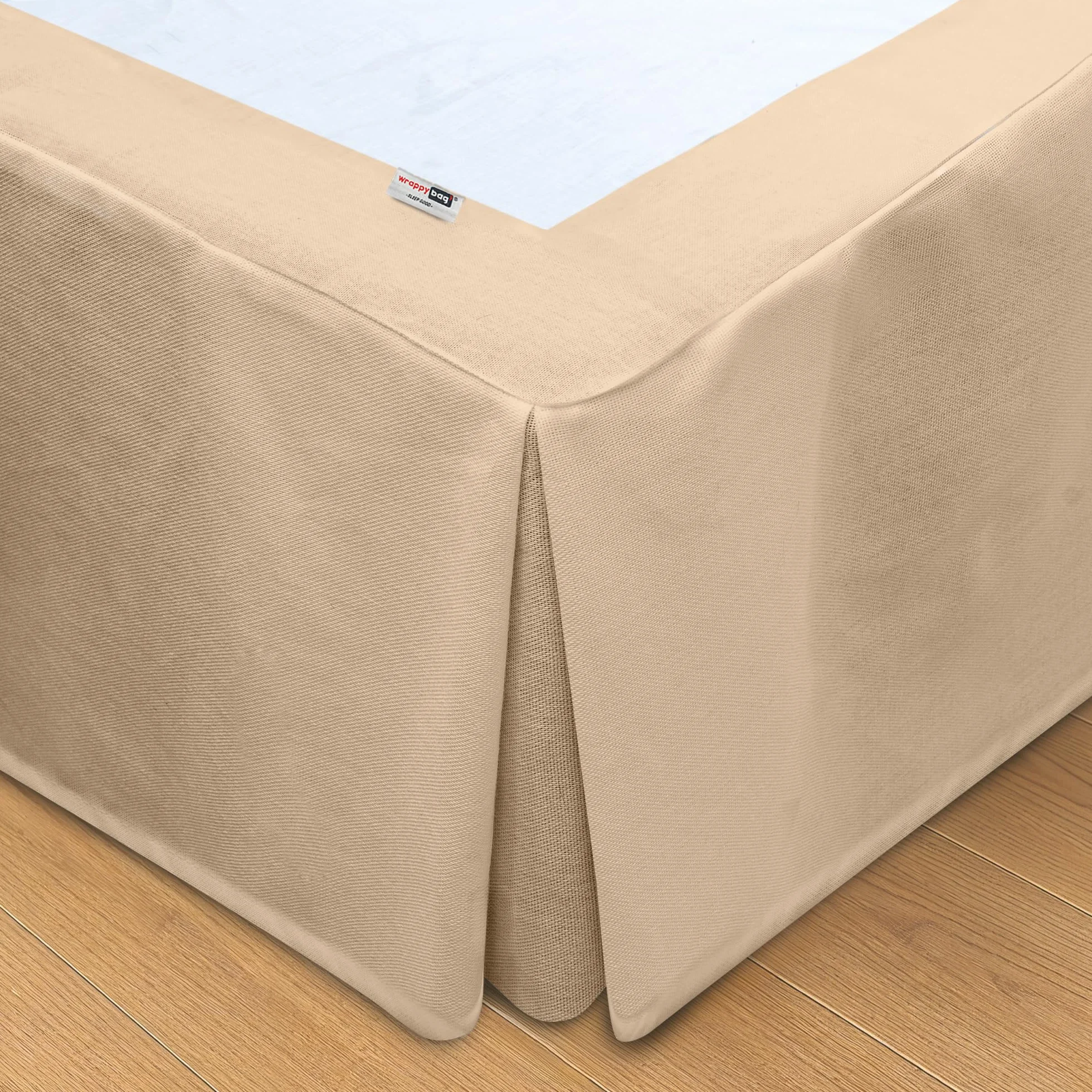 Wrappybag Falbana na Łóżko Pokrowiec na Stelaż 140 x 200 cm Długi do Samej Podłogi Kolor Bezowy