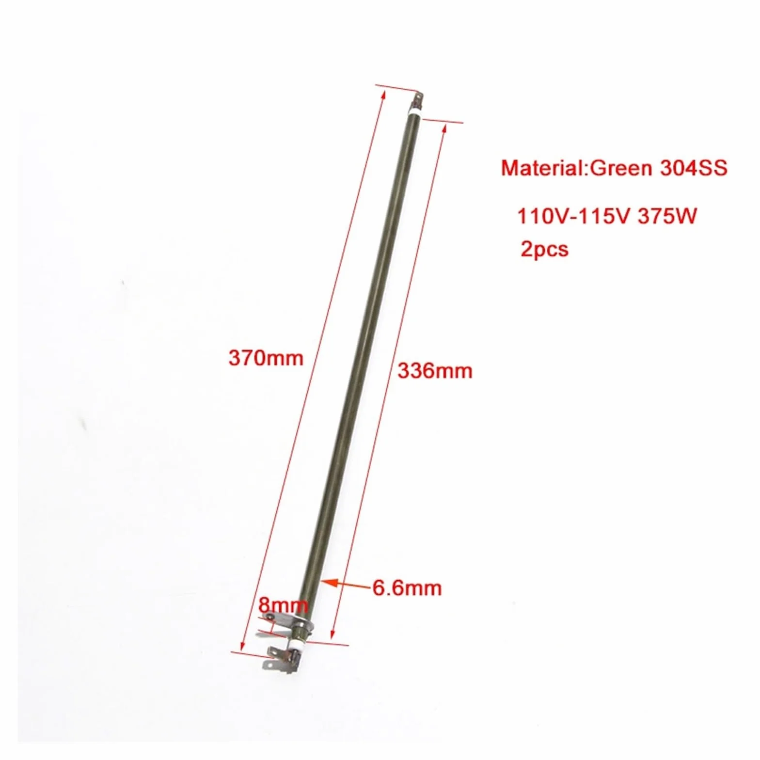 2-częściowy element grzejny do piekarnika elektrycznego, prosta rura z blachą metalową, wyżarzanie, SUS304(370mm 375W)