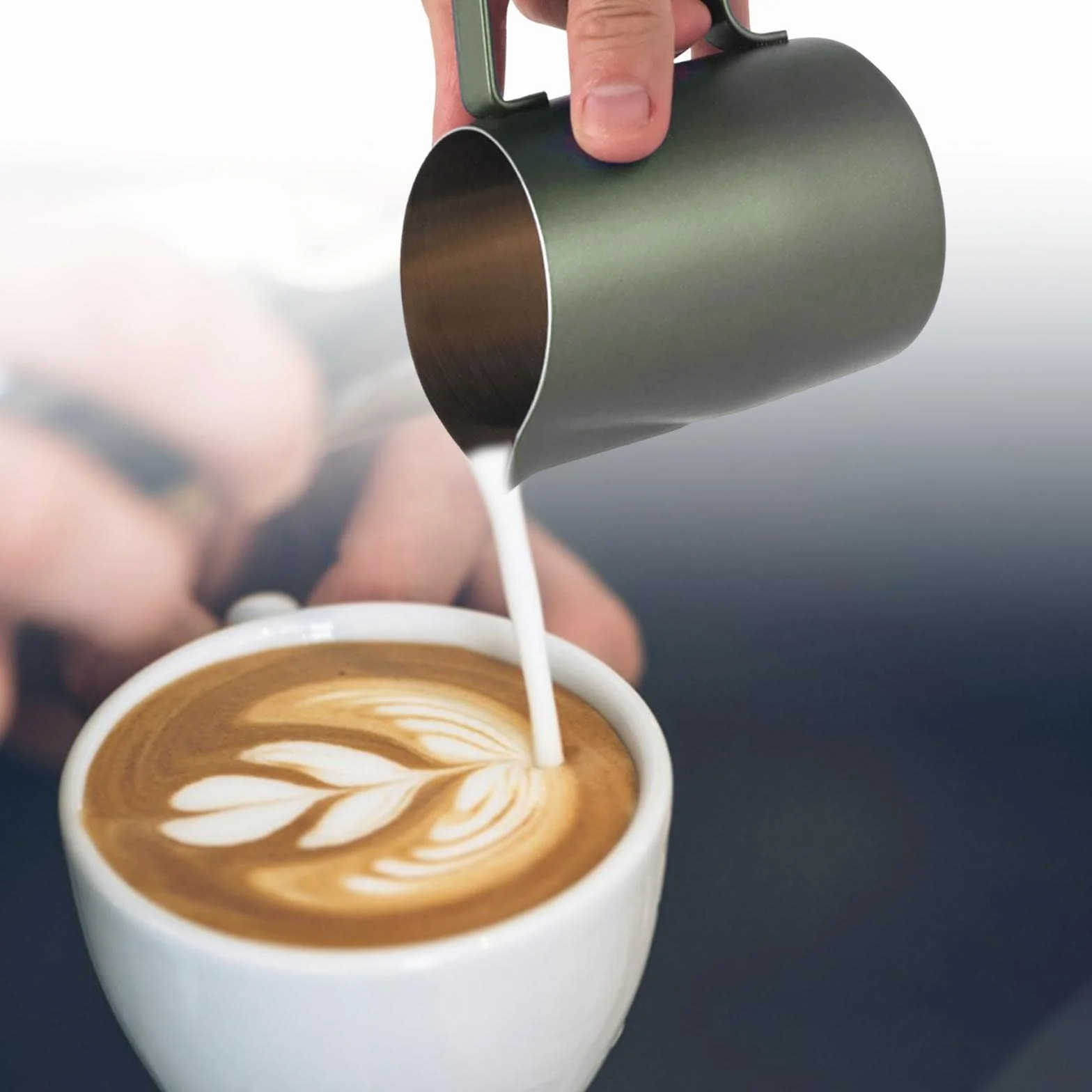 2 zestawy kubków do spieniania mleka do kawy do latte art chai, cappuccino, zielony, 600 ml