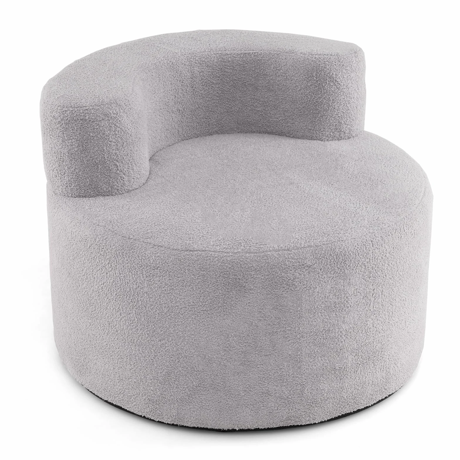 COSTWAY Okrągły fotel wypoczynkowy z zakrzywionymi oparciami, zdejmowanymi pokrowcami, tapicerowana sofa z polaru i pianki, 200 kg, szary