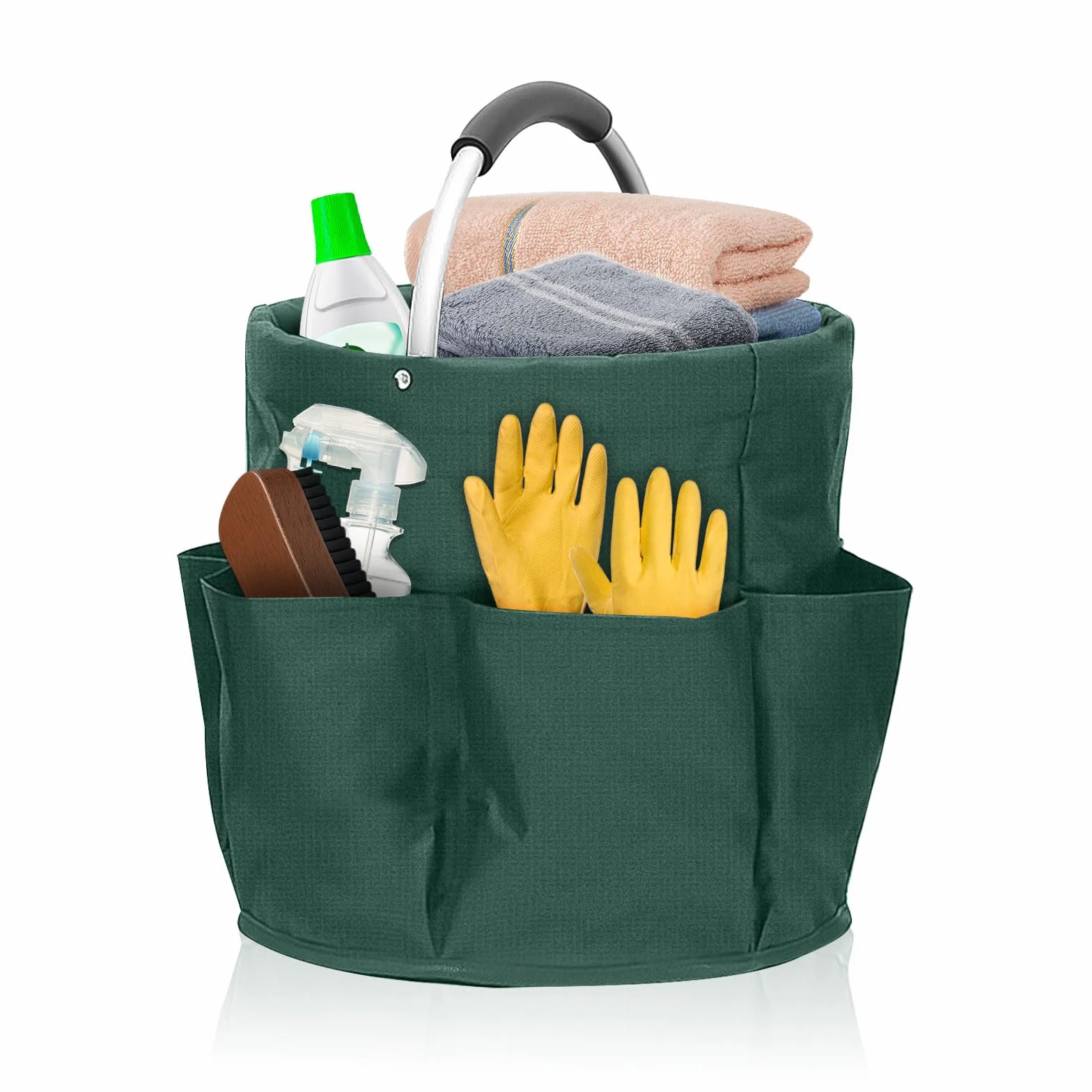 Organizer na środki czyszczące, 17 l, składany kosz do przechowywania środków czyszczących, kosz do przechowywania z uchwytem i 6 kieszeni, do gospodarstwa domowego, ogrodu i łazienki