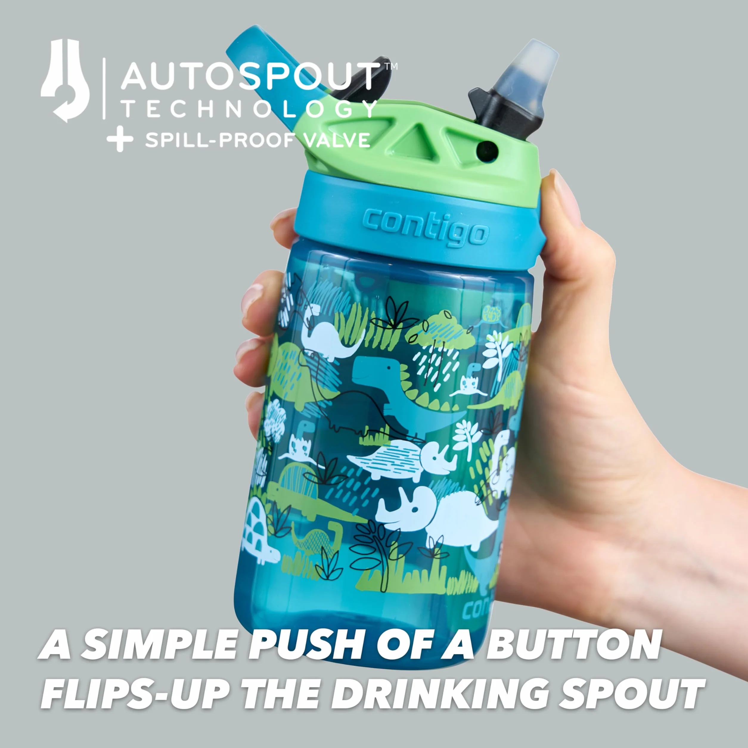 Contigo Easy Clean Autospout butelka dla dzieci, ze słomką, bez BPA, wytrzymała, 100% szczelna, łatwa do czyszczenia, idealna do przedszkola, szkoły, 420 ml, Blueberry Cosmos
