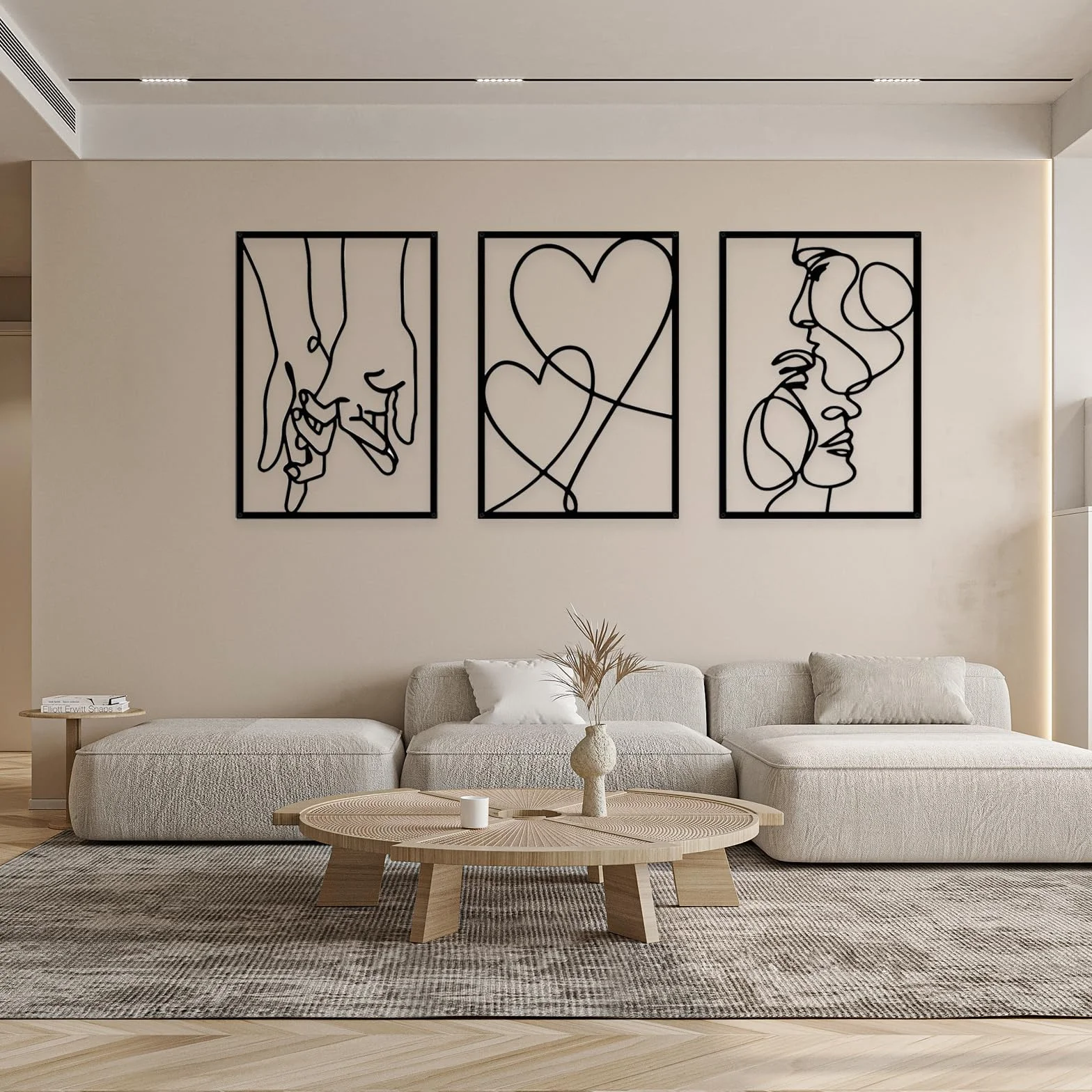 Chingcoo Zestaw 3 metalowych dekoracji ściennych – abstrakcyjne linie kobiecego ciała, minimalistyczne obrazy ścienne 3D, 40 x 28 cm, nowoczesna dekoracja ścienna do sypialni, salonu, biura
