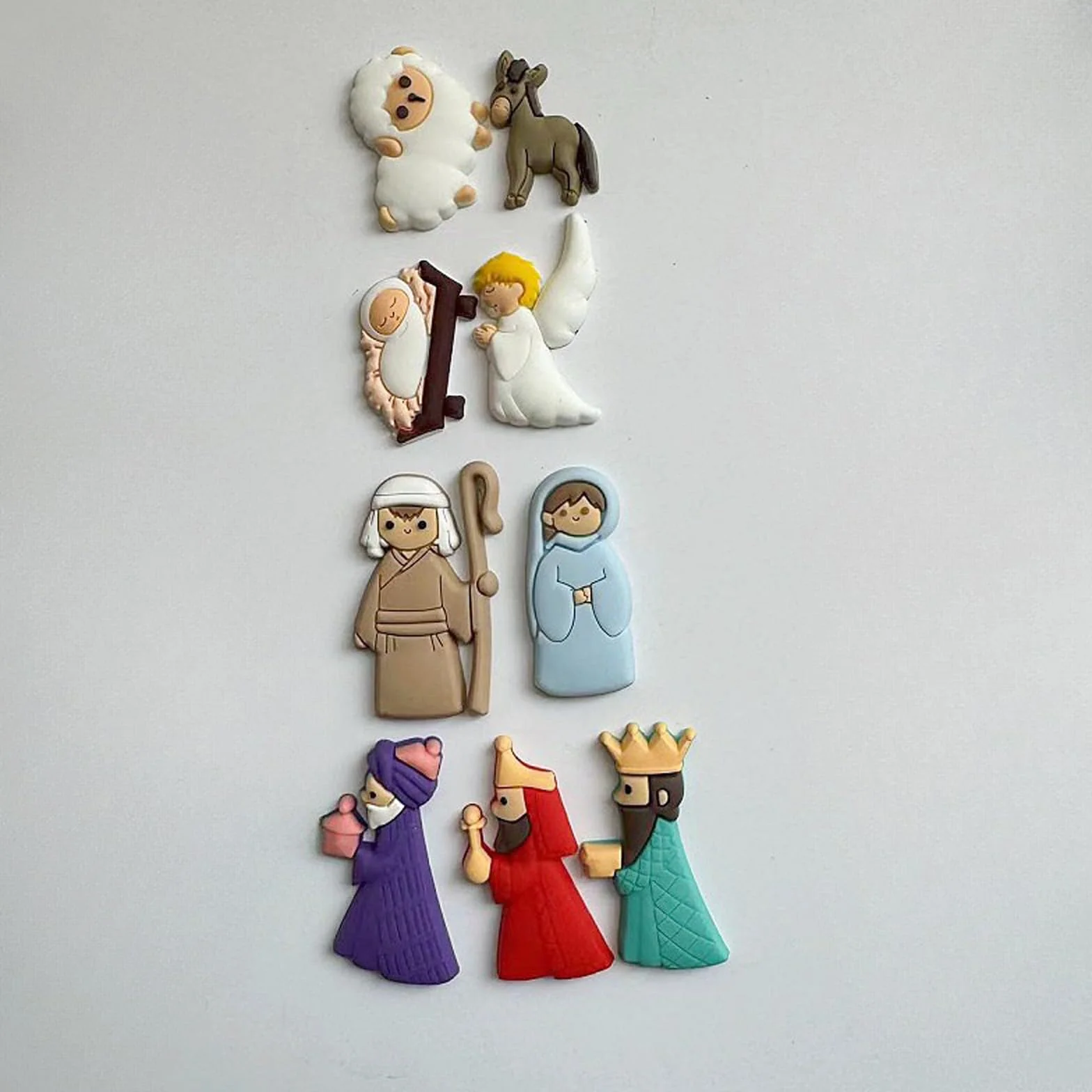 Łatki do szopki bożonarodzeniowej z PVC, miniaturowe figurki, ozdoby świąteczne, zawieszki, zestaw 9 sztuk