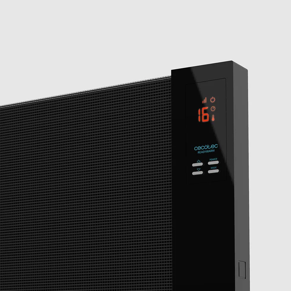 Cecotec Ready Ciepła 3100 Smart Now. Mocny panel promieniujący 2000W. Wyświetlacz LCD, programowalny, 3 tryby, zabezpieczający przed przegrzaniem, przechylaniem, WarmSpace, AutoOff, na kółkach, czarny
