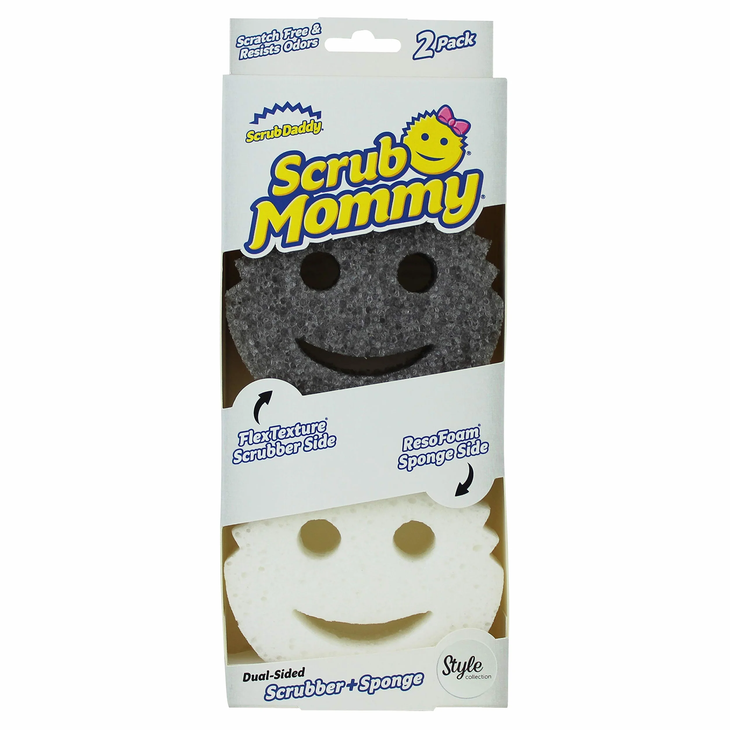 Scrub Daddy Scrub Mommy gąbka do mycia naczyń - wielokrotnego użytku zmywalna gąbka do kuchni i łazienki, akcesoria domowe, gąbka do skrobania Flextexture, produkty i akcesoria do czyszczenia, zestaw