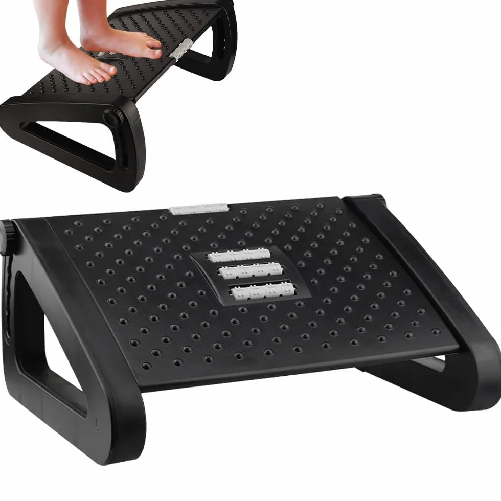 Ergonomiczny Podnóżek na Biurko z Funkcją Masażu, 6 Regulowanych Wysokości