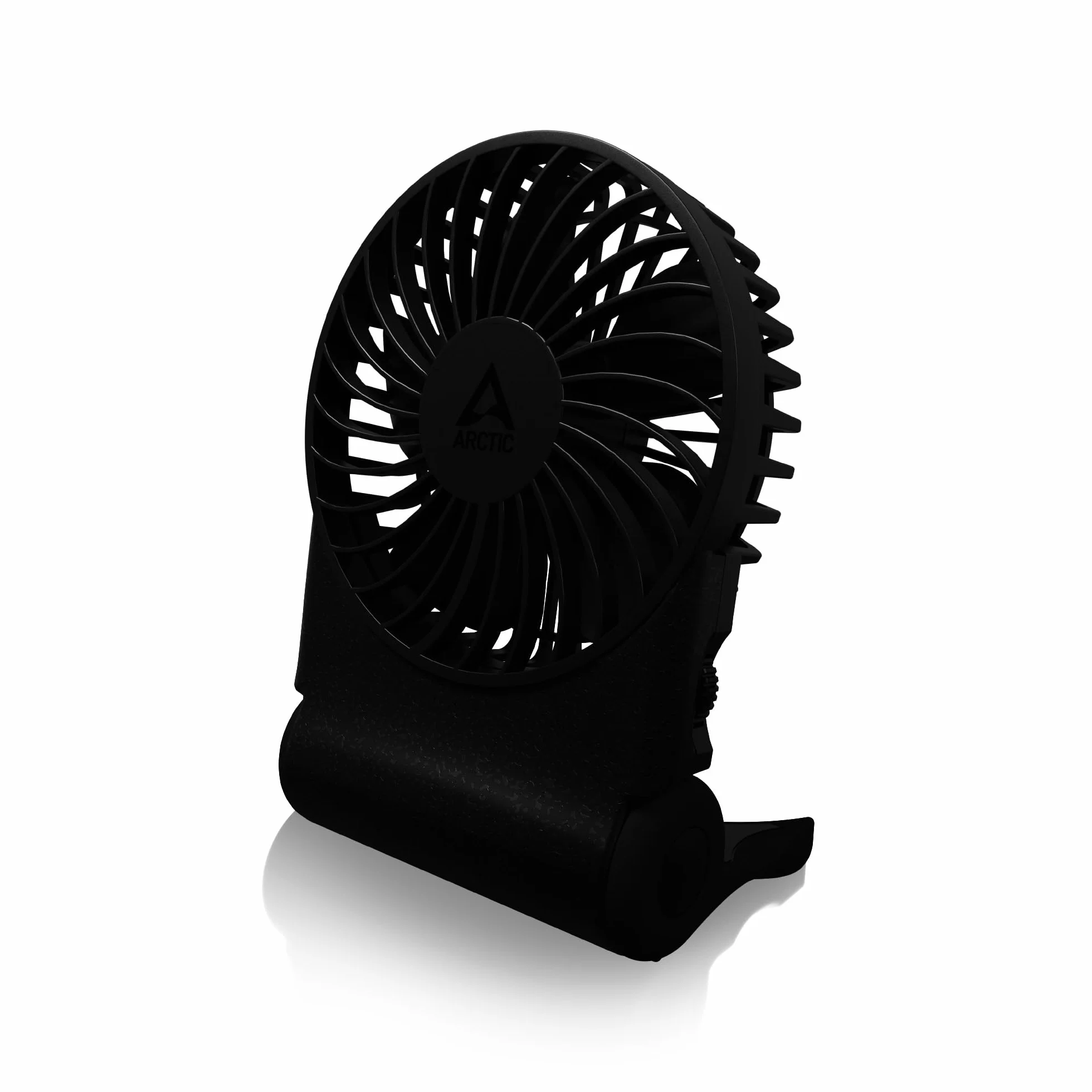 ARCTIC Summair 2Go (Black) - Wentylator Kieszonkowy z Akumulatorem i Stojakiem, Bezstopniowa Regulacja Prędkości, Czas Pracy 4-70 h, Połączenie USB-C (w tym Kabel USB-A) - Czarny