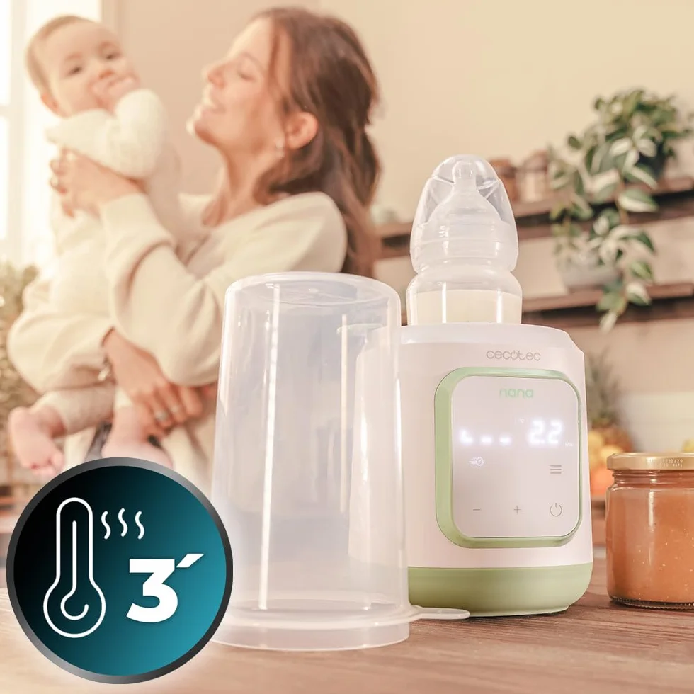 Cecotec Podgrzewacz do butelek - sterylizator do butelek Nana BabyCare Single BottleWarmer, 4 tryby, kosz na butelkę, nie zawiera BPA, bezpieczny do przechowywania wody, mleka i żywności