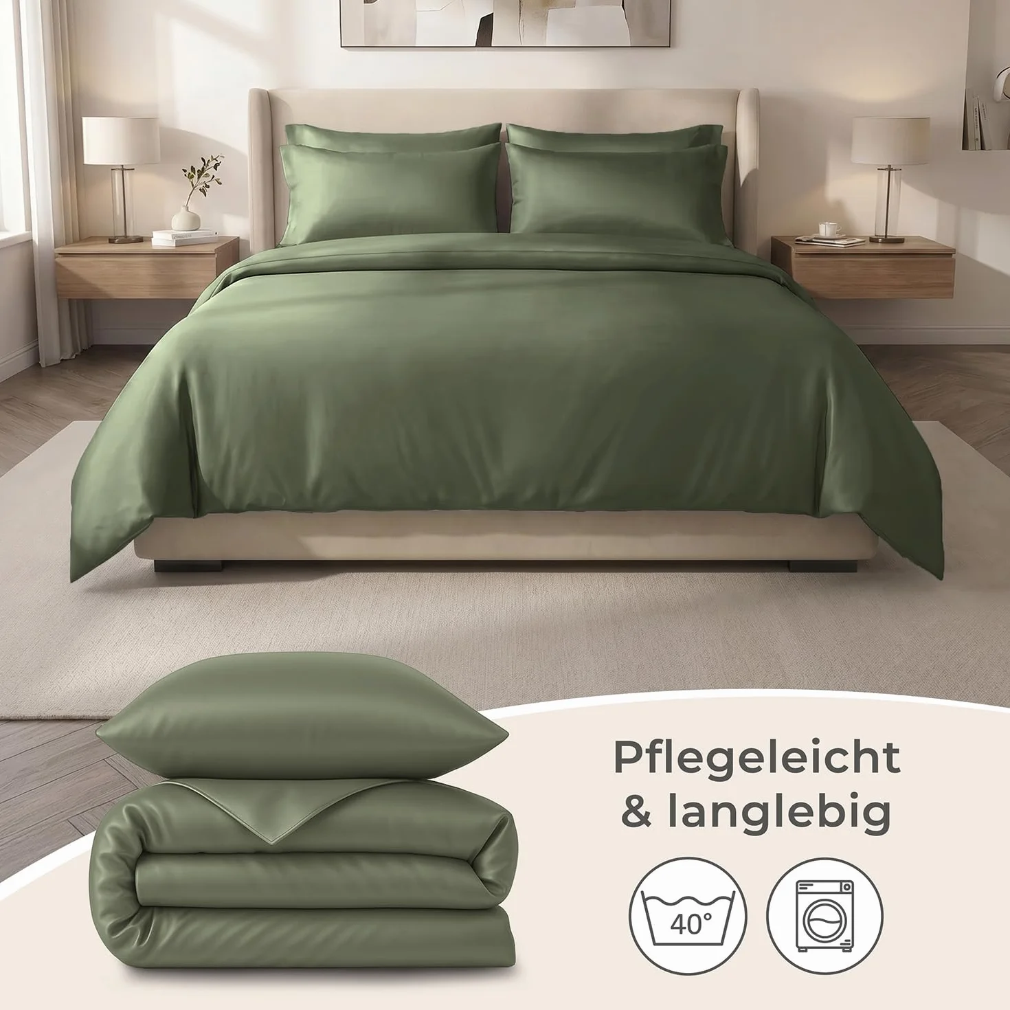 LAYNENBURG Pościel Lyocell 135x200 + poszewki 80x80 cm 100% Tencel Öko-Tex 100 chłodząca letnia