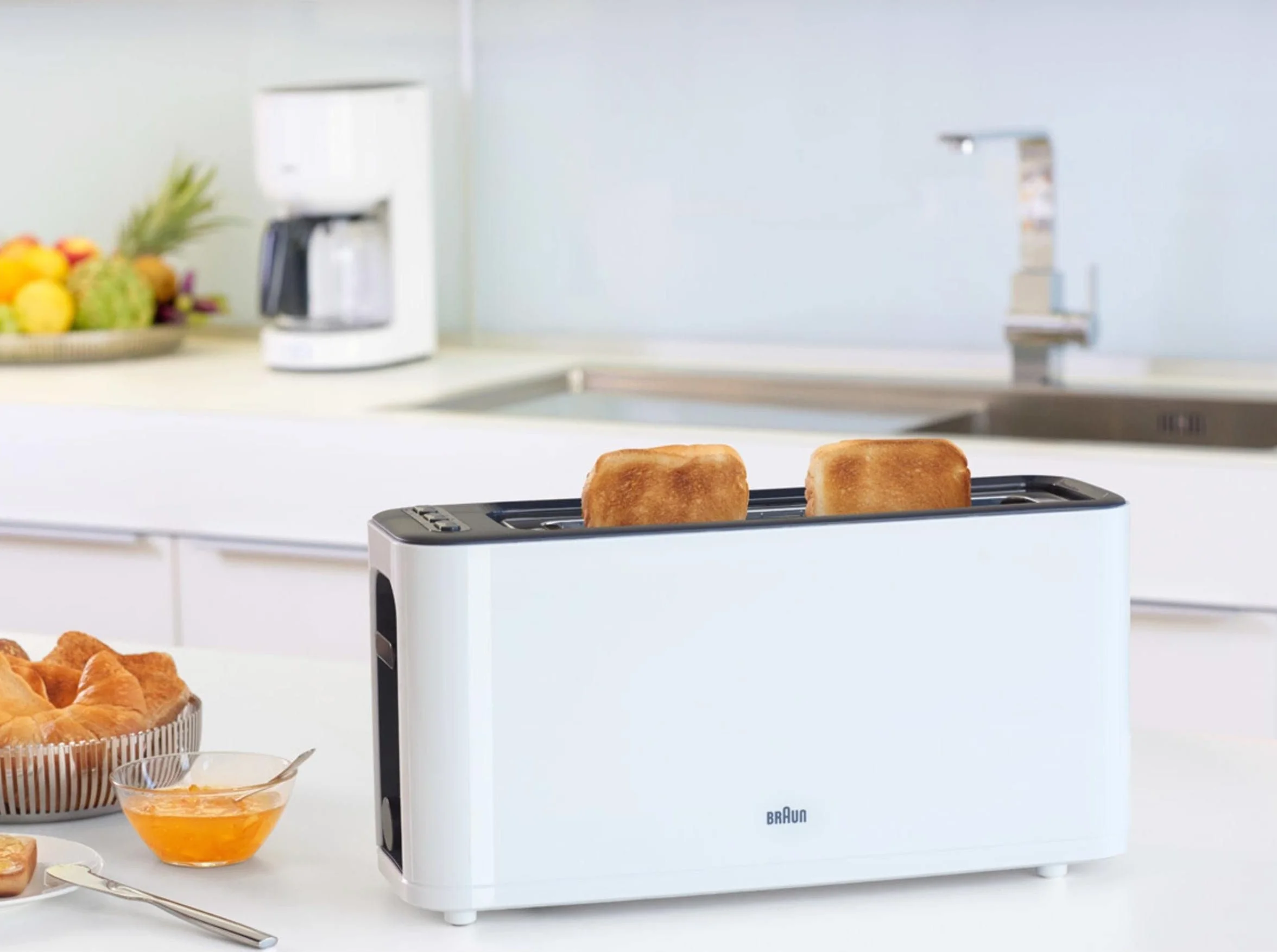 Braun Household HT3100WH toster, 1 szczelina z 7 poziomami opiekania, 1000 W, biały