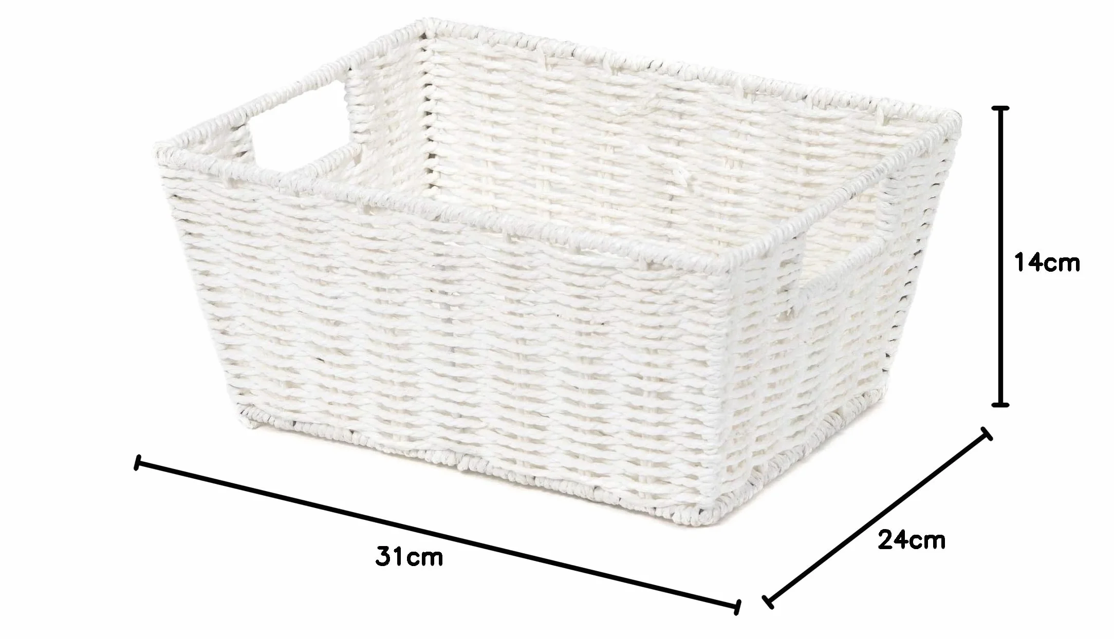 Compactor Etna Storage Basket, ręcznie pleciony kosz półkowy z papieru z 2 uchwytami, kosz na zabawki, organizator do biura i przechowywanie w łazience, metalowa ramka, kolor biały
