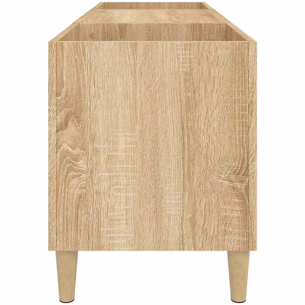 Hothingwell Szafka na płyty winylowe Dąb Sonoma 121x38x48 cm, drewno konstrukcyjne z półkami, przechowywanie gramofonów i kolekcji muzycznej, wytrzymały top, drewniane nogi, meble