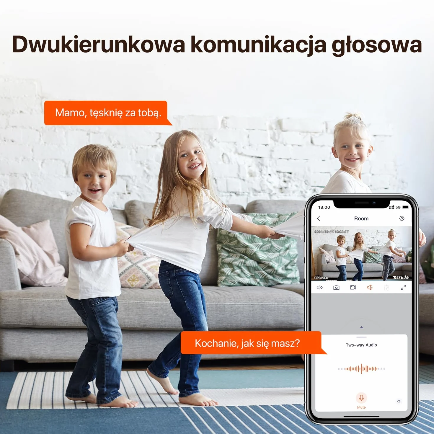 Tenda kamera monitorująca Tenda 2K CP3 V3.0, kamera Wi-Fi 360 stopni z 2-kierunkowym dźwiękiem, FHD 3MP, noktowizor, wykrywanie ruchu, alarmy i powiadomienia push, do kamer dla dzieci i zwierząt