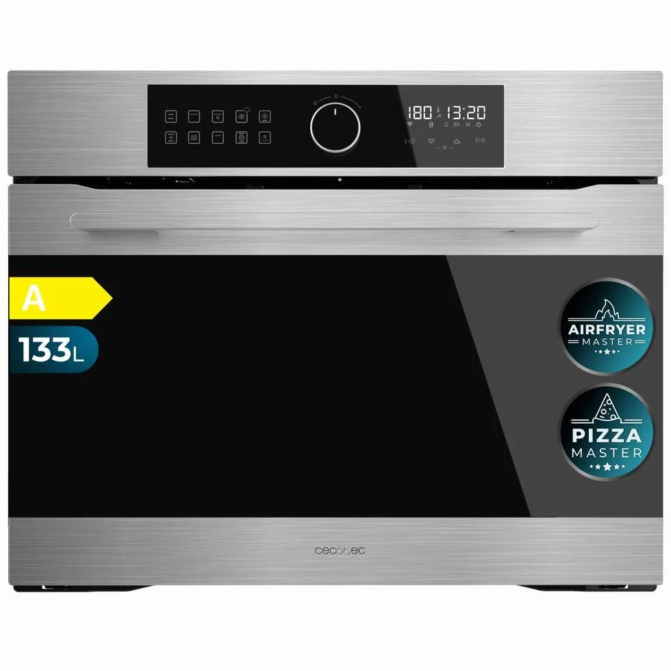 Cecotec Wielofunkcyjny piekarnik Bolero Hexa AF319000 Inox A 3800 W, pojemność 133 l, 11 funkcji z Airfryer Master, Mistrz pizzy, Steam Asisst, Steam EasyClean, 3D Cooking, Defrost
