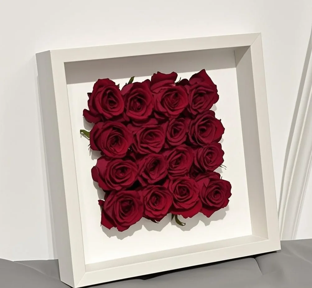 PIQIUQIU Ramka 3D na zdjęcia z drewna 20x20cm | Głęboka ramka na przedmioty, kwiaty, bukiety ślubne i wspomnienia | Skrzynka cieniasta do dekoracji ścian | Napelnialana ramka na DIY i kolekcjonerskie