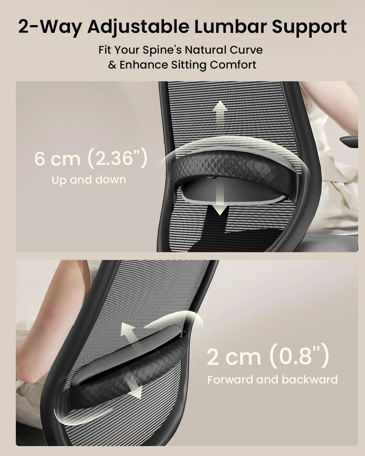 ProtoArc EC200 ergonomiczne krzesło biurowe, z regulacją wysokości i głębokości, podparcie okolic lędźwiowych, głębokość siedziska, regulacja wysokości, zagłówek 3D, krzesło komputerowe do biura