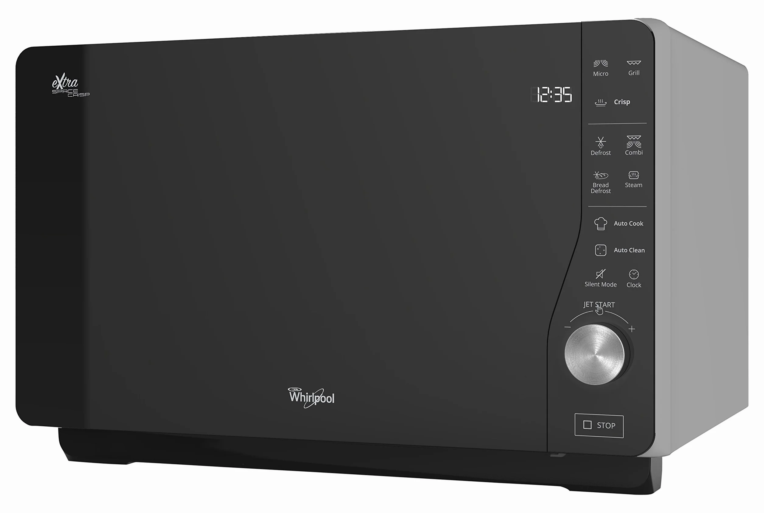 Whirlpool MWF 427 SL kuchenka mikrofalowa Extra Space + grill, pojemność 25 l, kolor srebrny, z steamerem, wysoki grill, płaski ruszt i wysoki ruszt Crisp + uchwyt, 800 + 1000 W