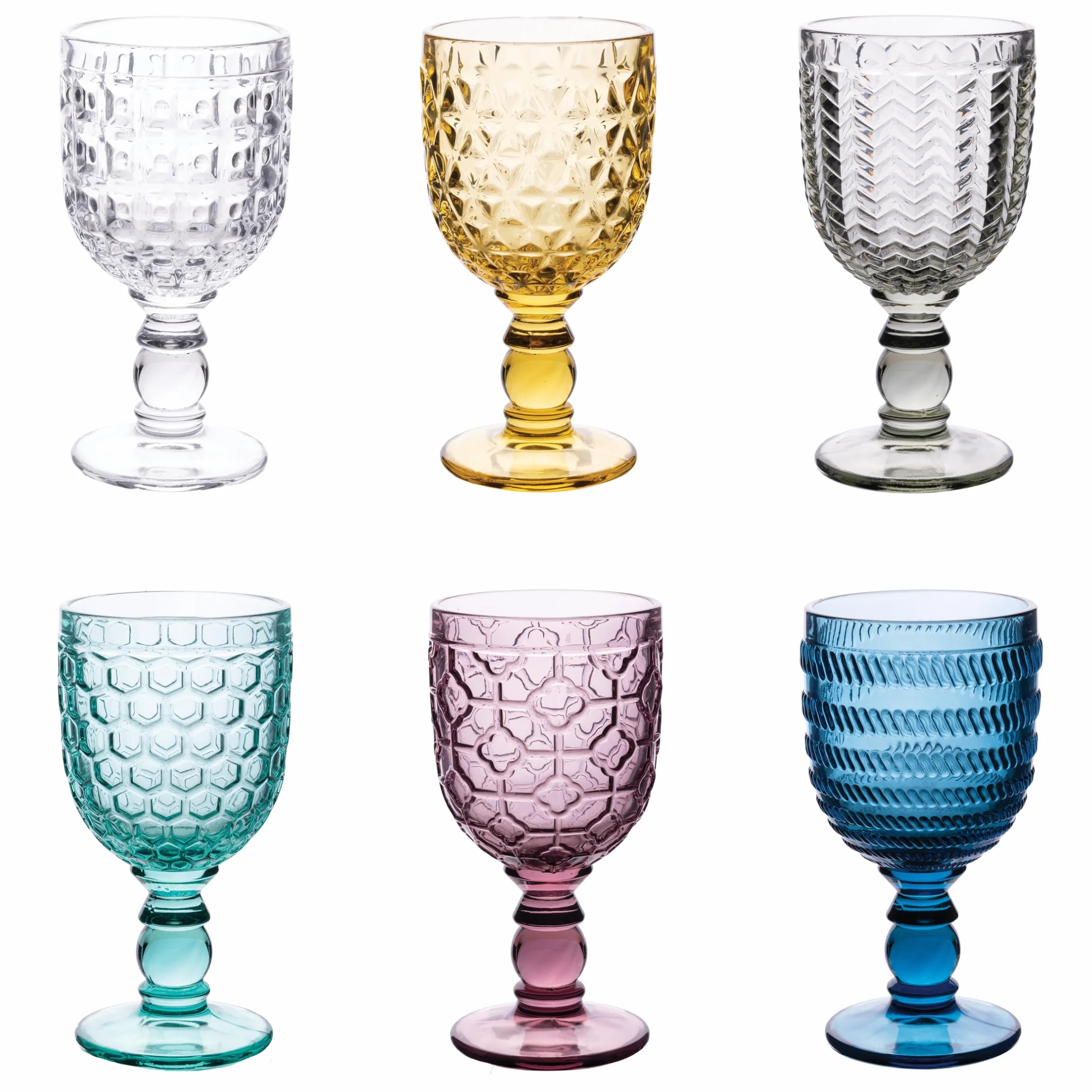 Villa D’Este Home Tivoli Geometria Zestaw Kielichów, Material, Wielokolorowy, 6 sztuk x 280 ml