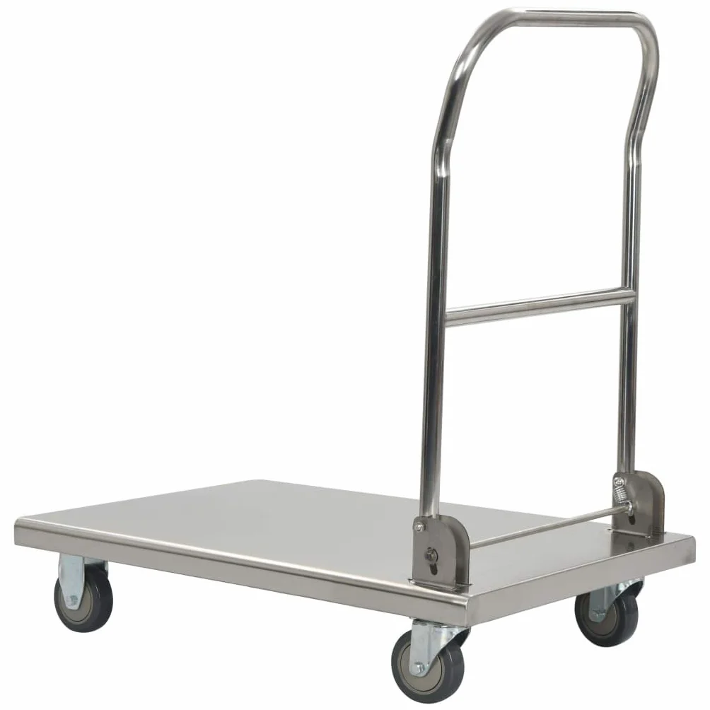 Générique Wózek platformowy 82x53x86 cm ze stali nierdzewnej, składany , pojemność 200 kg, do ciężkiego transportu, kuchni, hotelu, magazynu, 2 kółek obrotowych i 2 stałych