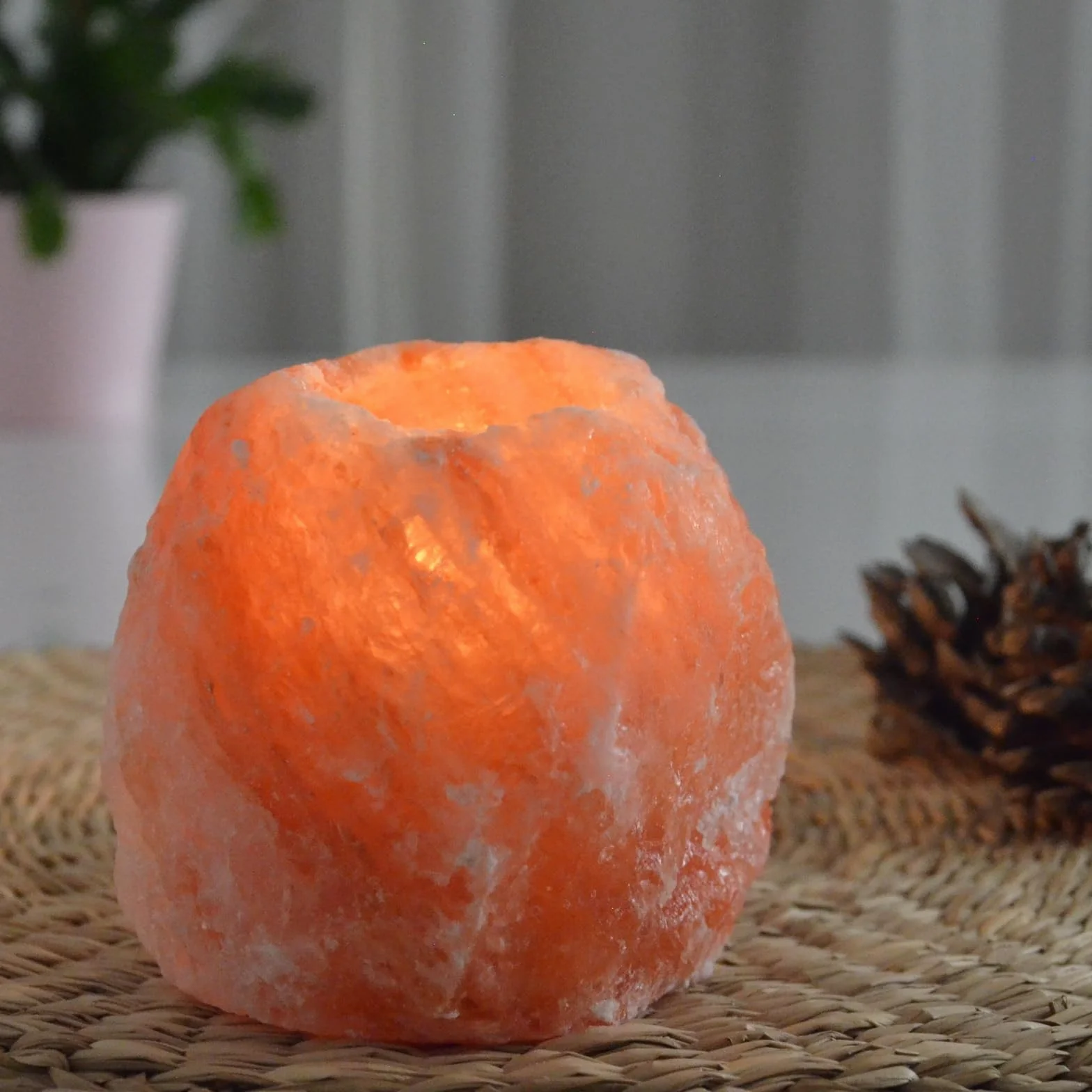 Himalajski Kryształ Sól Świecznik 500g Naturalny Ręcznie rzeźbiony Uchwyt na świece