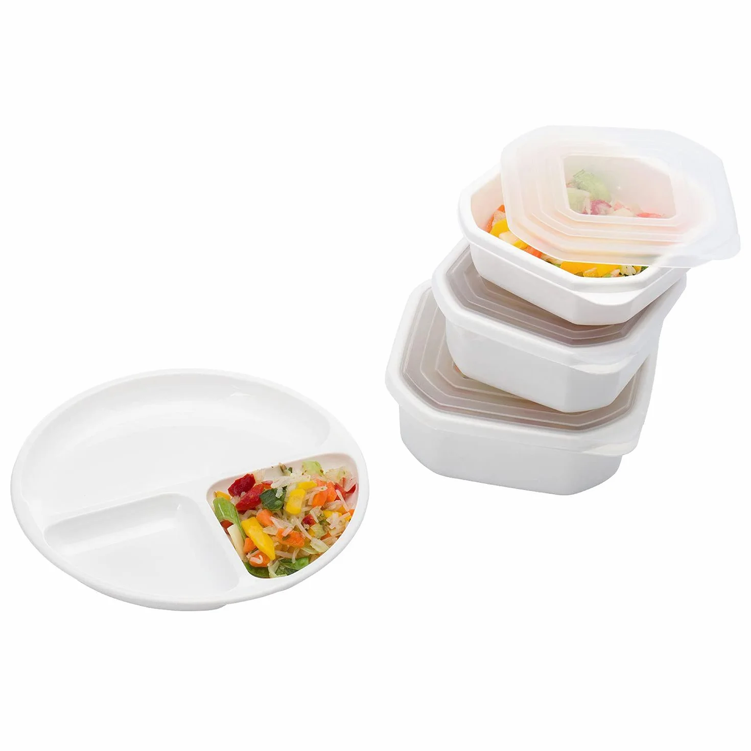 Westmark Talerz obiadowy do mikrofalówki, 3 oddzielne części, ø 25 cm, tworzywo sztuczne, Kolor: biały, 22402270